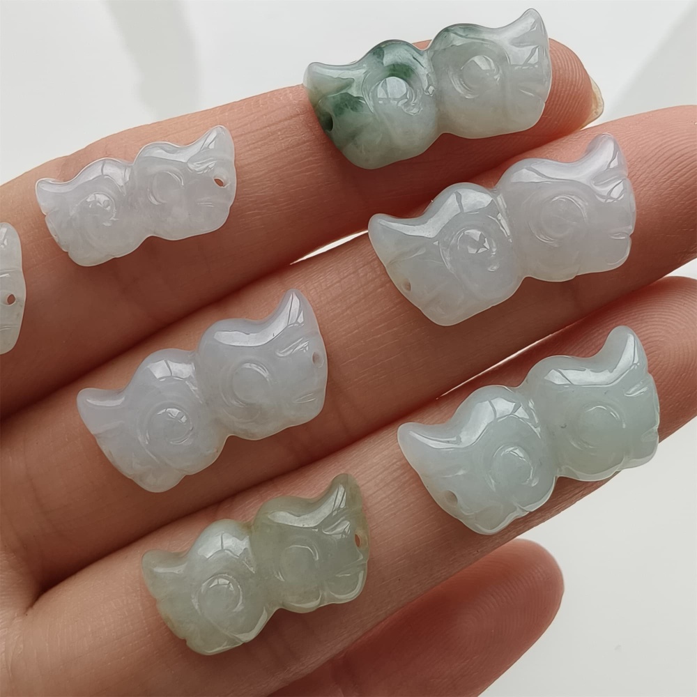 DDP 5pcs 16-19.5mm Natural Certificated Type A Icy Green White Burmese Jadeite Wing Beads