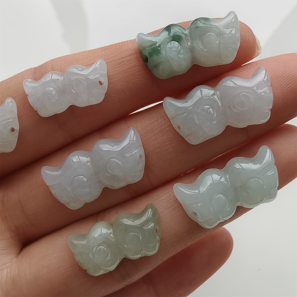 DDP 5pcs 16-19.5mm Natural Certificated Type A Icy Green White Burmese Jadeite Wing Beads