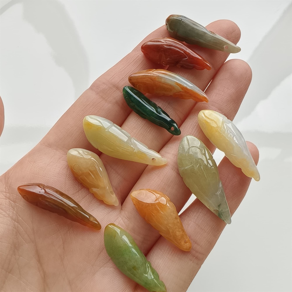 DDP 2pcs 21-28mm Natural Multi Color Burmese Jadeite Fish Beads