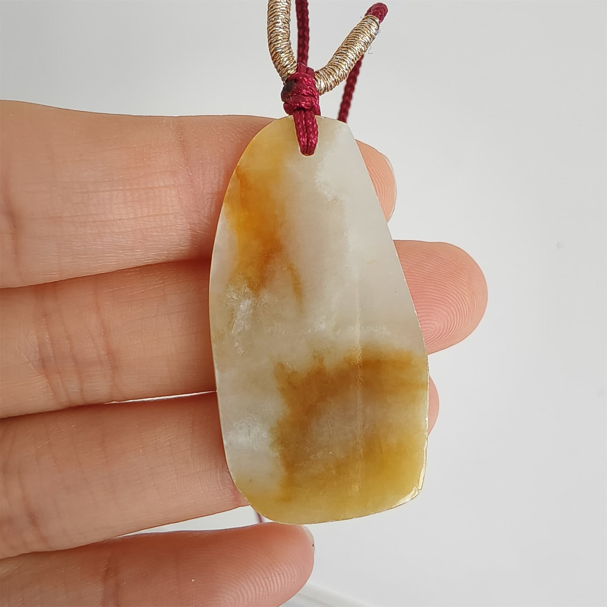 DDP 37.5mm Natural Yellow White Burmese Jadeite Irregular Pendant