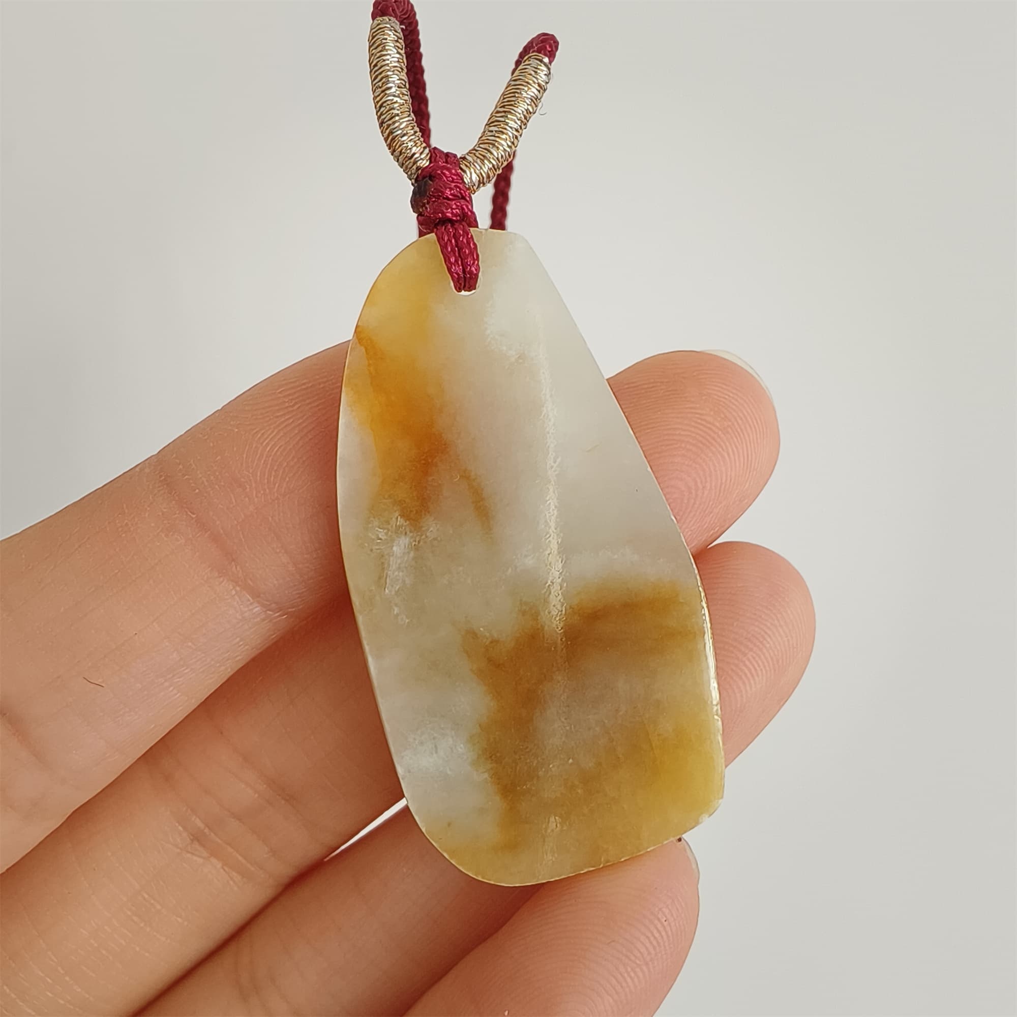 DDP 37.5mm Natural Yellow White Burmese Jadeite Irregular Pendant