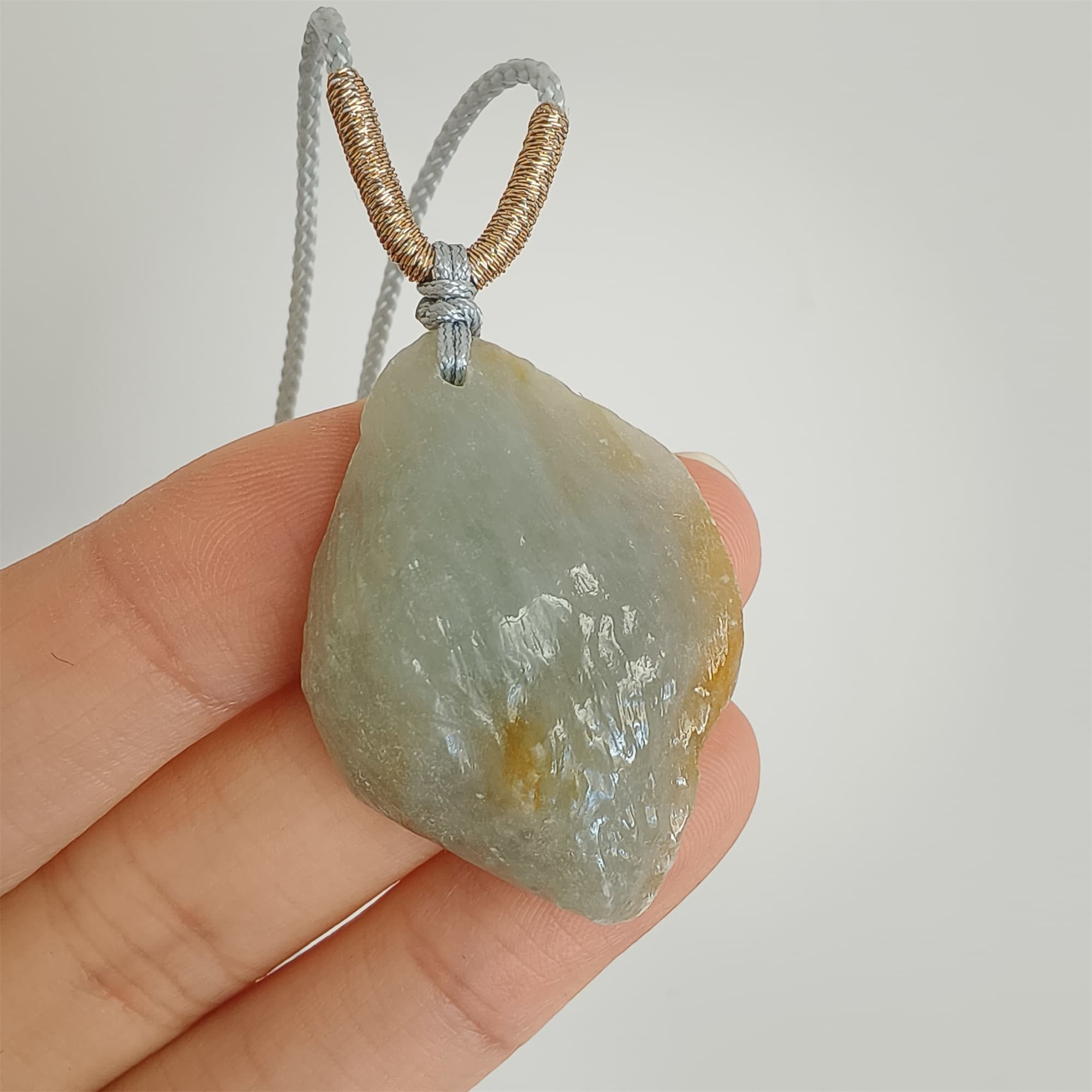 DDP 33mm Natural Yellow Green Burmese Jadeite Irregular Pendant