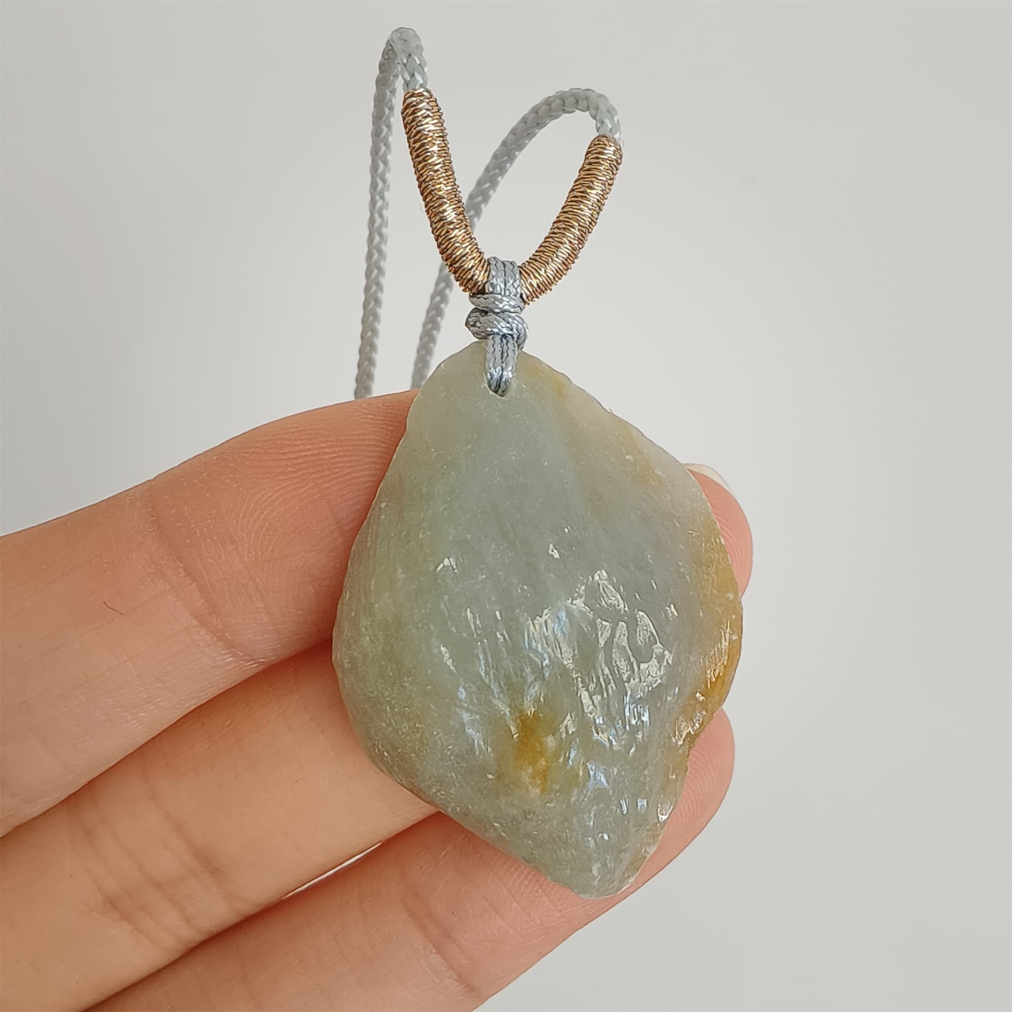 DDP 33mm Natural Yellow Green Burmese Jadeite Irregular Pendant