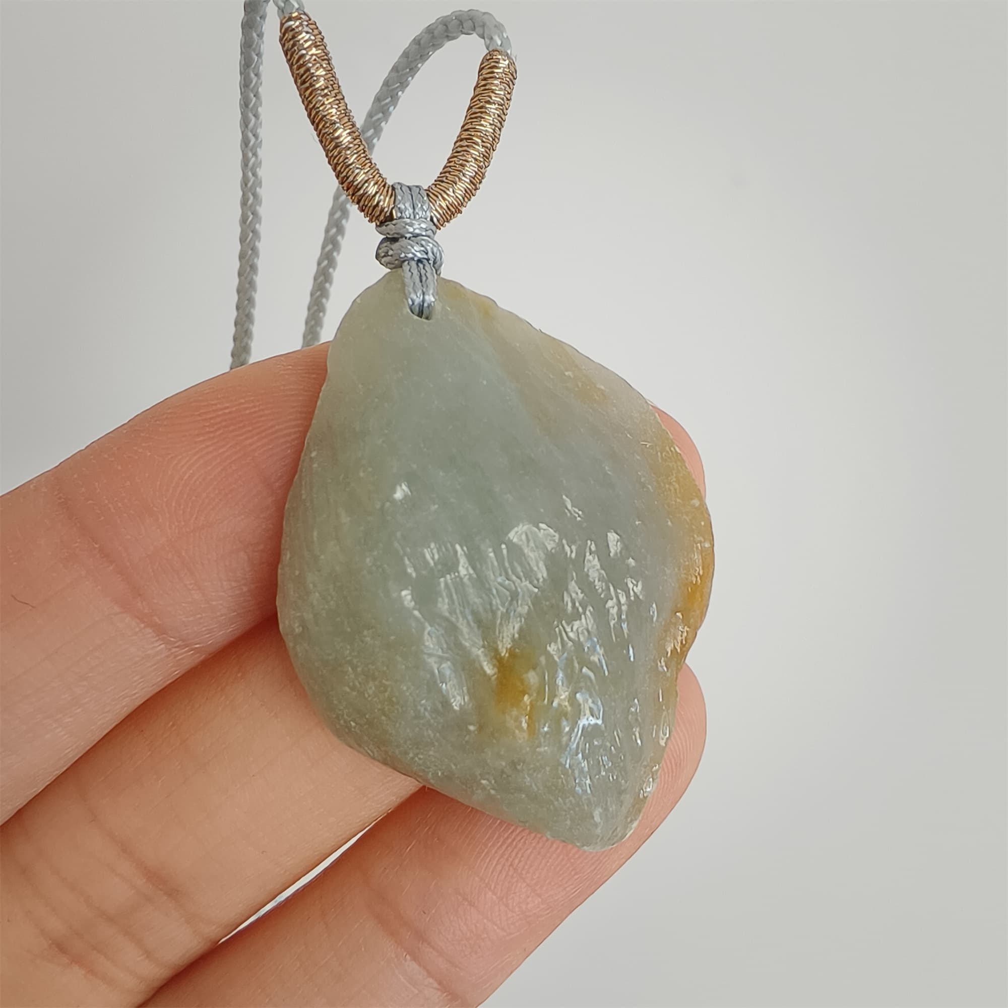 DDP 33mm Natural Yellow Green Burmese Jadeite Irregular Pendant