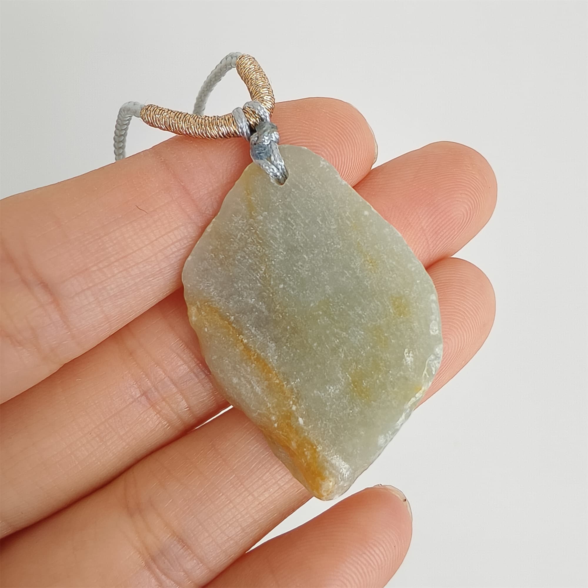 DDP 33mm Natural Yellow Green Burmese Jadeite Irregular Pendant