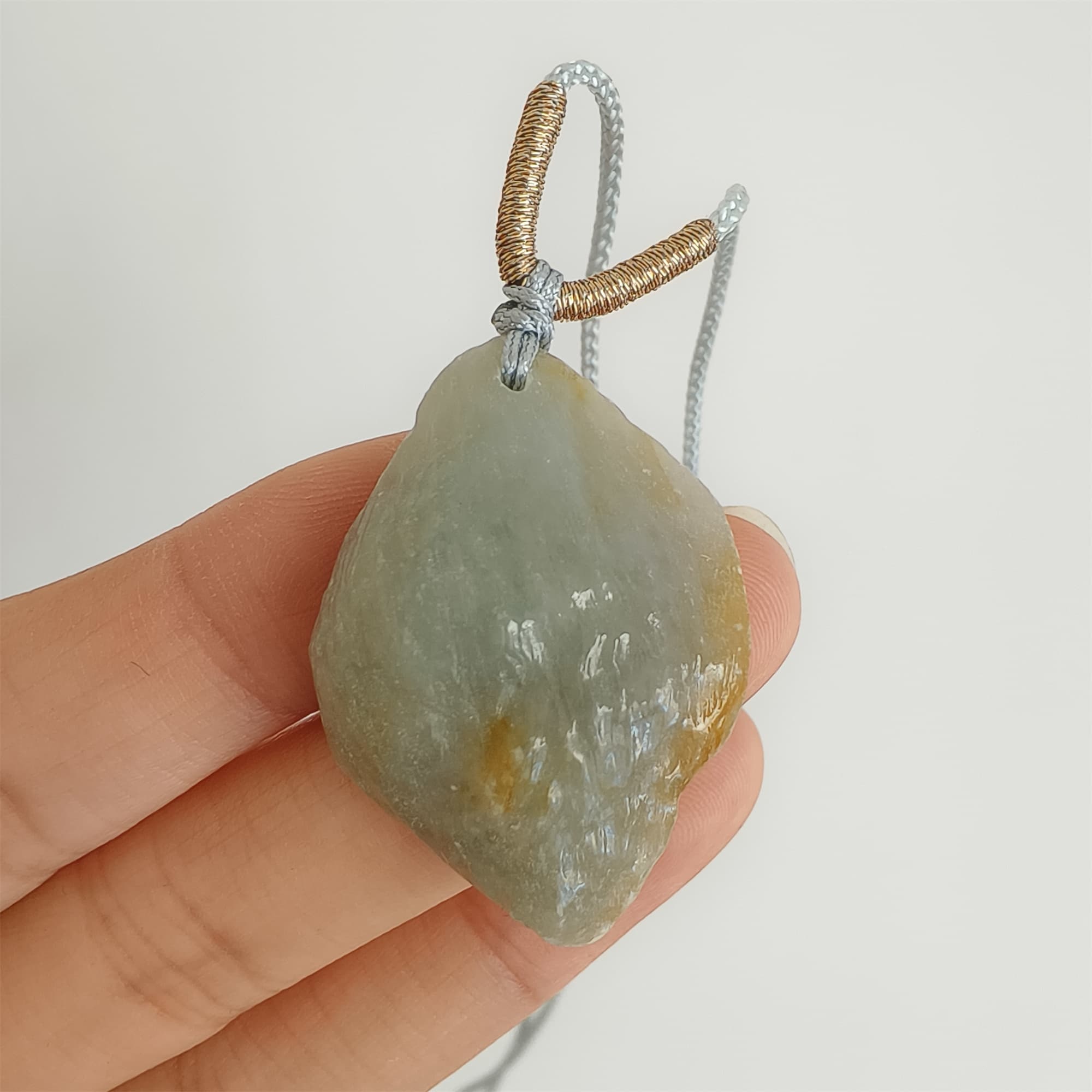 DDP 33mm Natural Yellow Green Burmese Jadeite Irregular Pendant