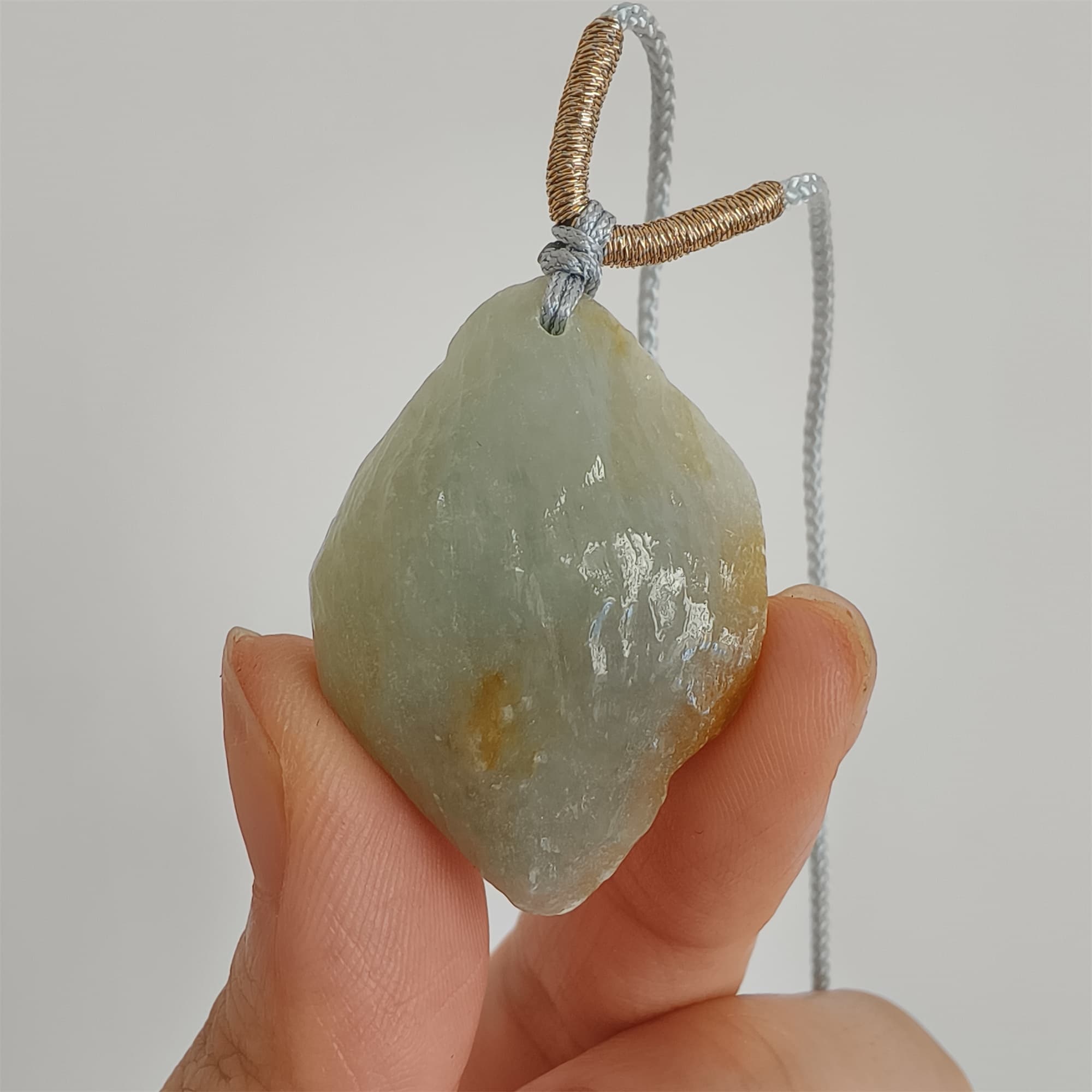 DDP 33mm Natural Yellow Green Burmese Jadeite Irregular Pendant