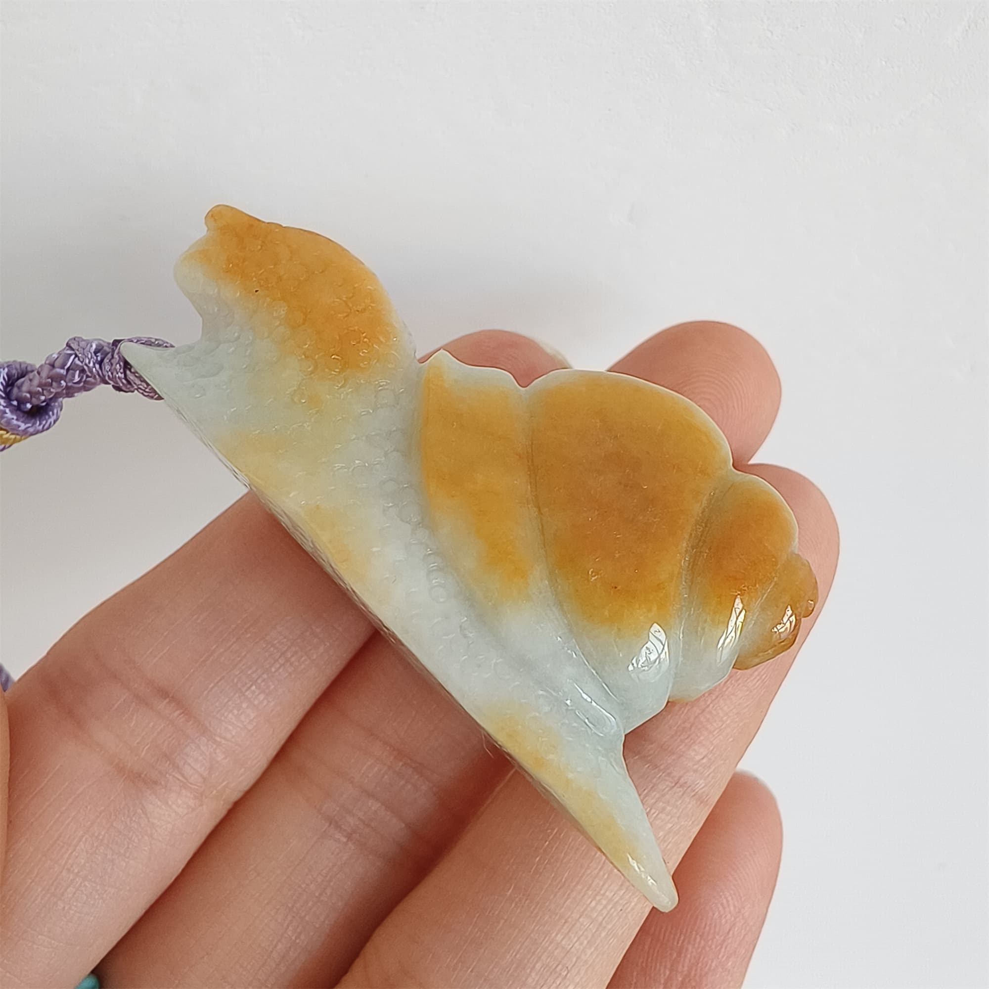 DDP 47.5mm Natural Certificated Yellow Green Burmese Jadeite Snail Pendant
