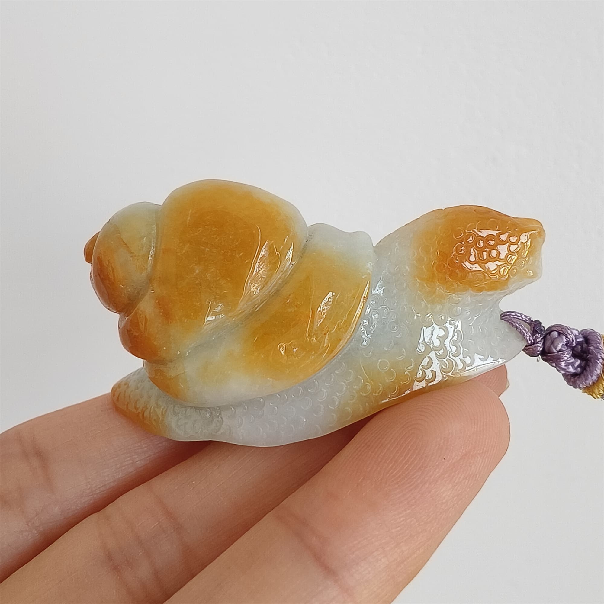 DDP 47.5mm Natural Certificated Yellow Green Burmese Jadeite Snail Pendant