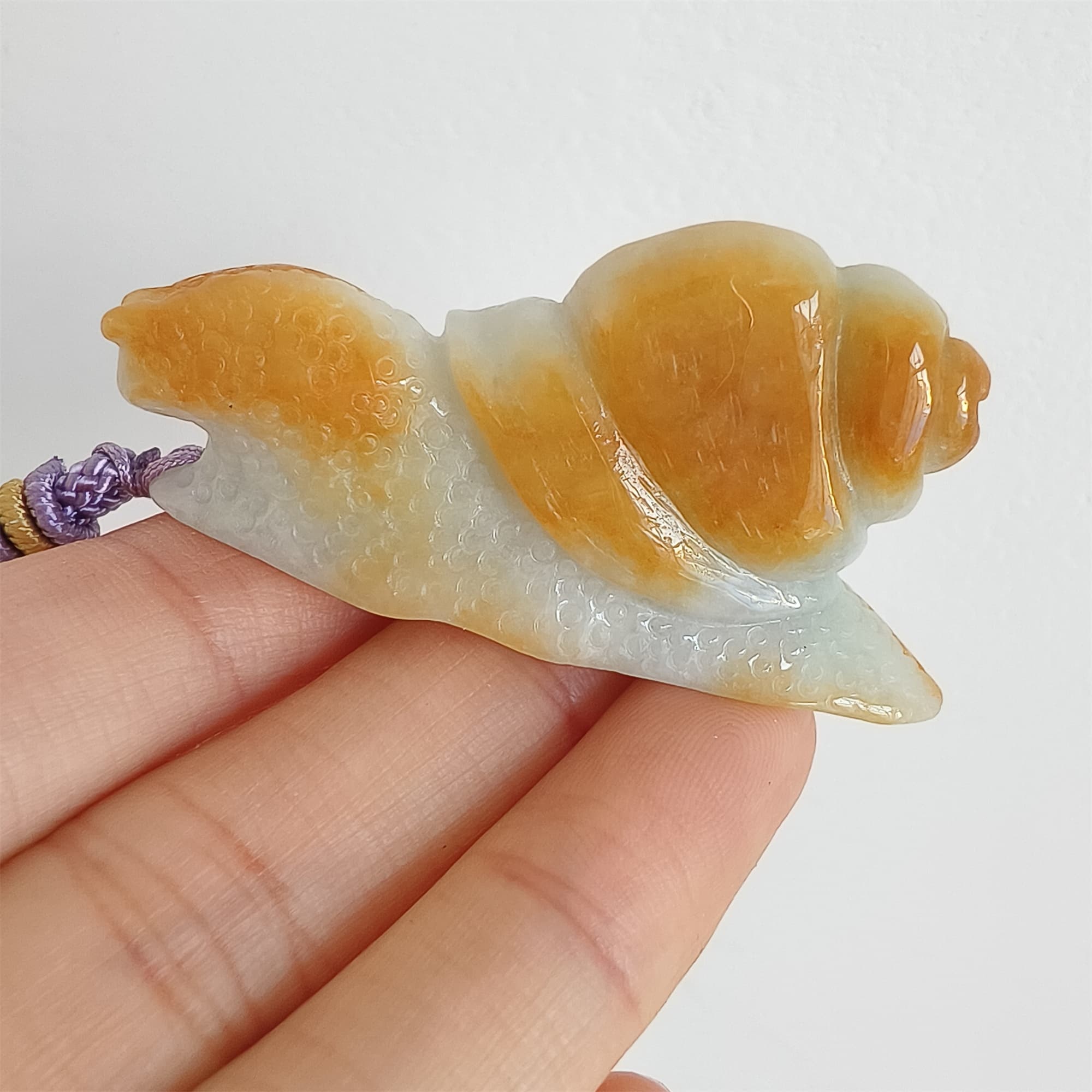 DDP 47.5mm Natural Certificated Yellow Green Burmese Jadeite Snail Pendant