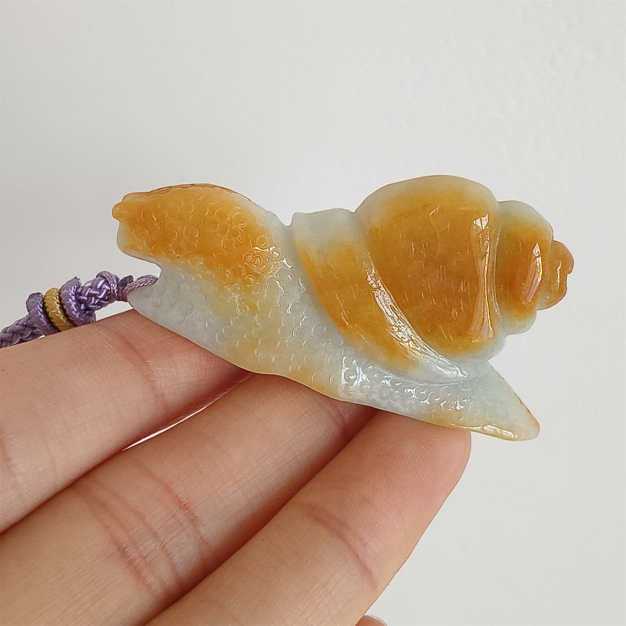 DDP 47.5mm Natural Certificated Yellow Green Burmese Jadeite Snail Pendant