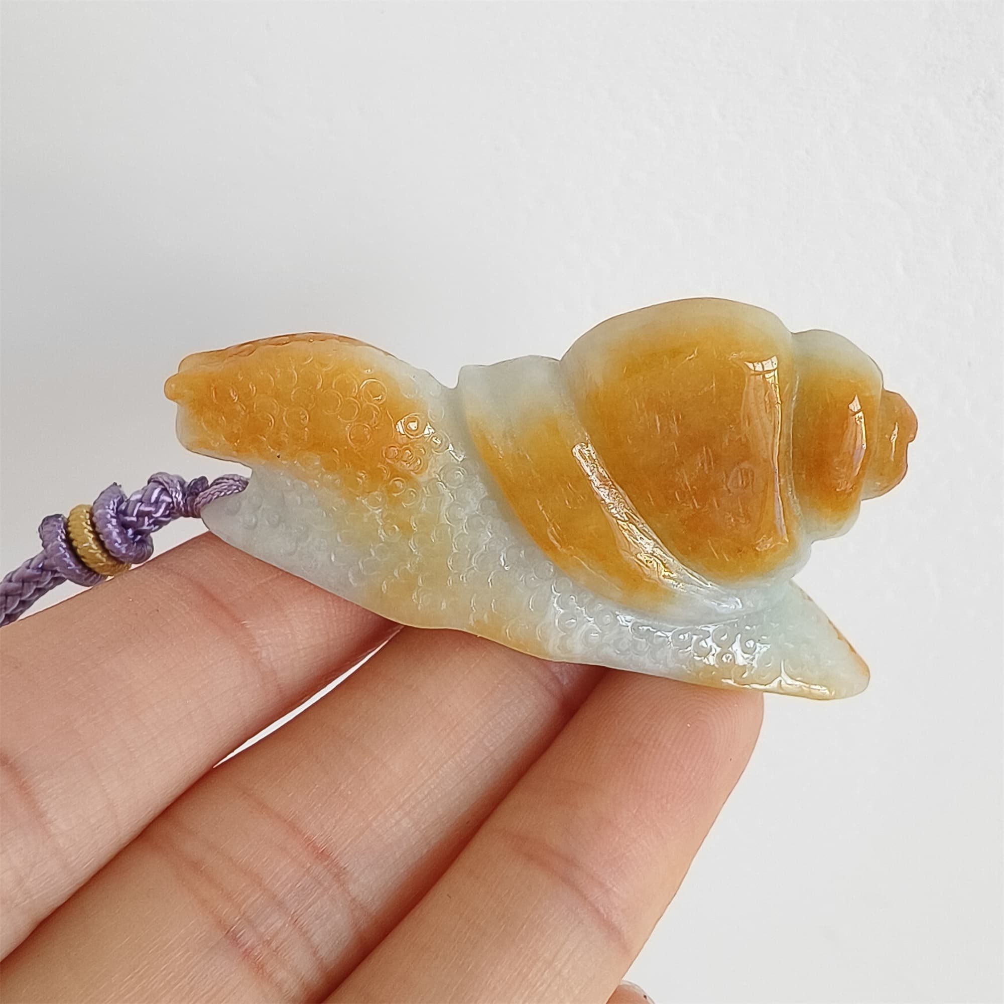 DDP 47.5mm Natural Certificated Yellow Green Burmese Jadeite Snail Pendant