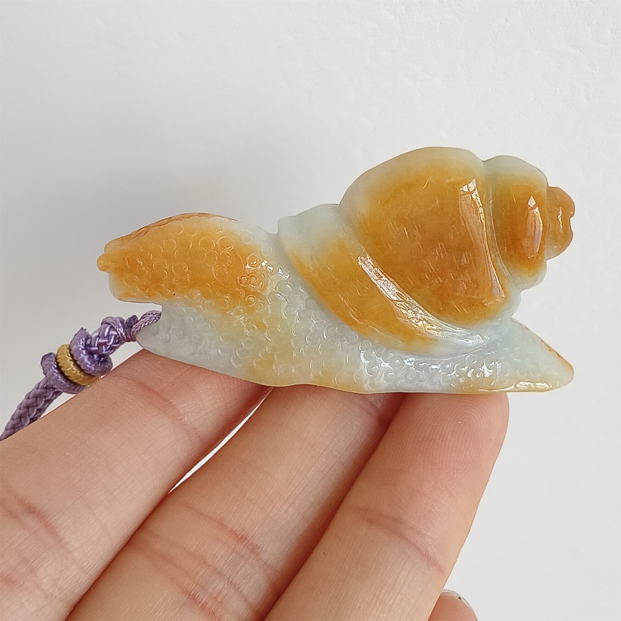 DDP 47.5mm Natural Certificated Yellow Green Burmese Jadeite Snail Pendant