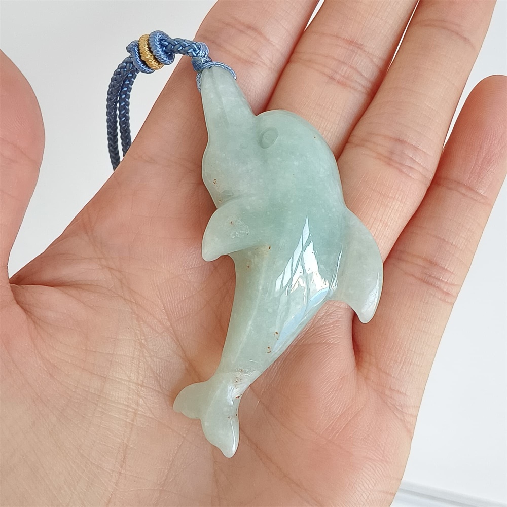 DDP 60mm Natural Certificated Type A Green Burmese Jadeite Dolphin Pendant