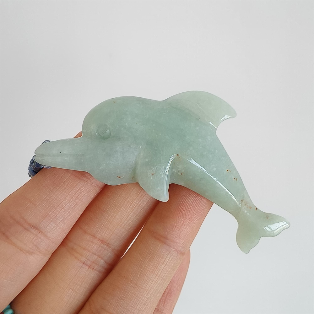 DDP 60mm Natural Certificated Type A Green Burmese Jadeite Dolphin Pendant