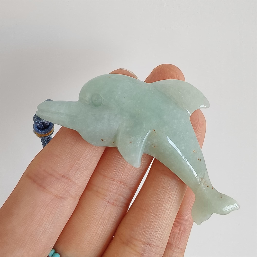 DDP 60mm Natural Certificated Type A Green Burmese Jadeite Dolphin Pendant