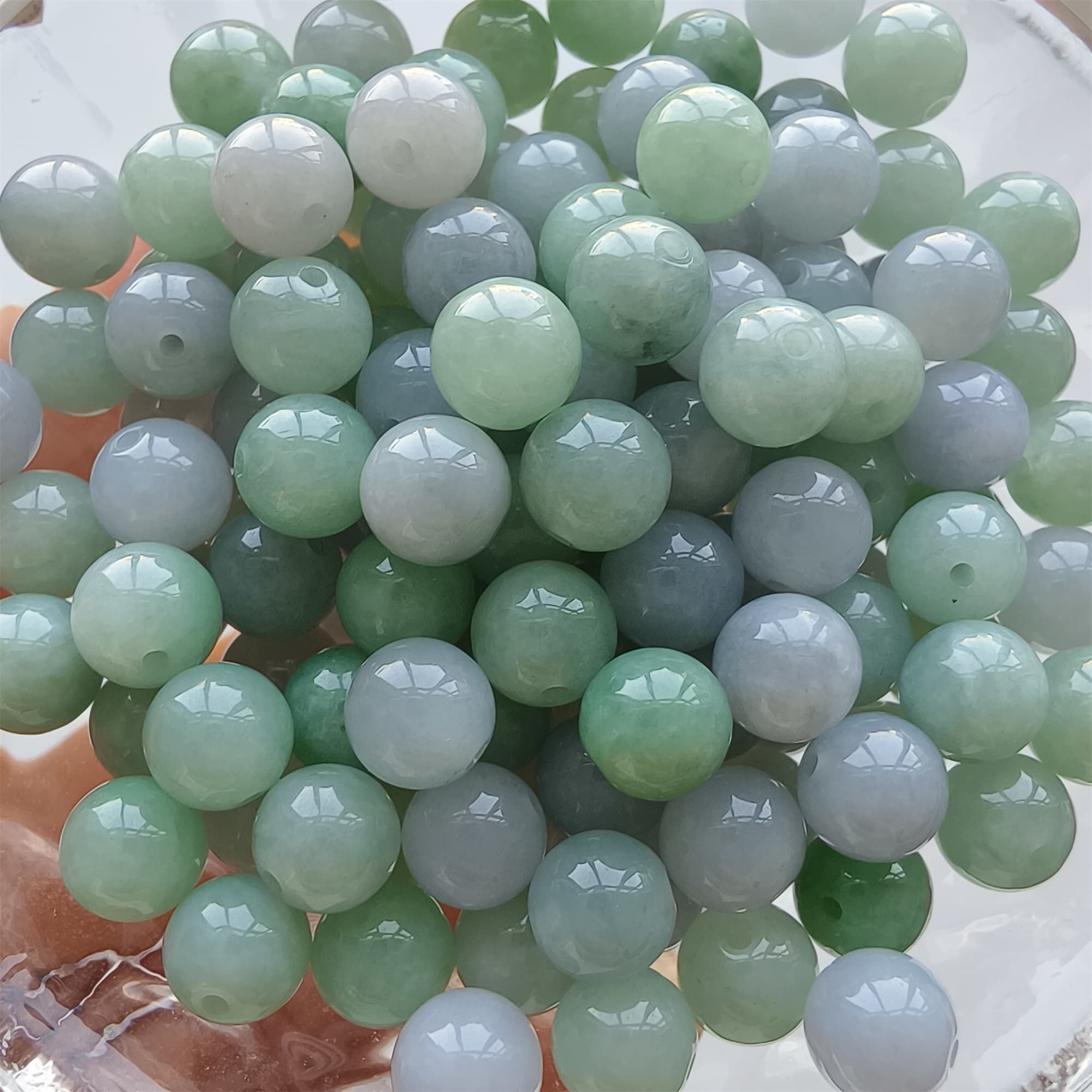 DDP 25pcs 7mm Natural Certificated Type A Green Lavender Burmese Jadeite Round Beads
