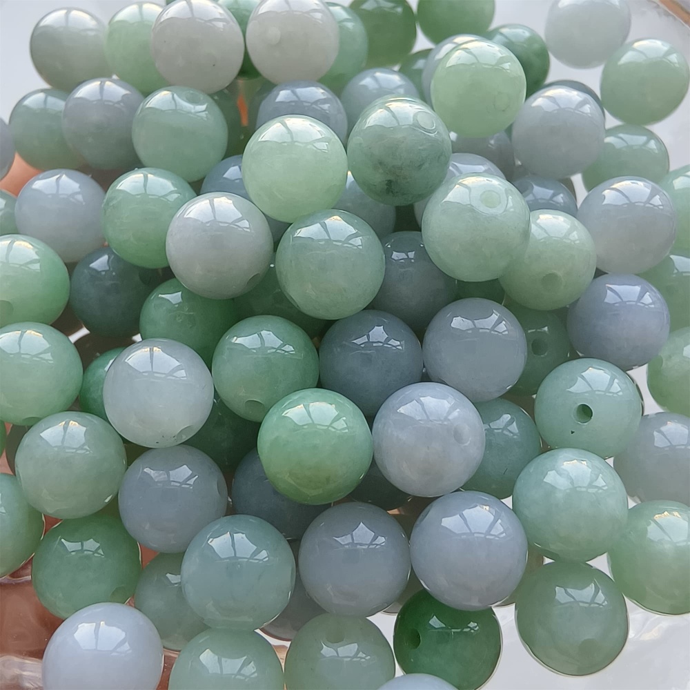 DDP 25pcs 7mm Natural Certificated Type A Green Lavender Burmese Jadeite Round Beads