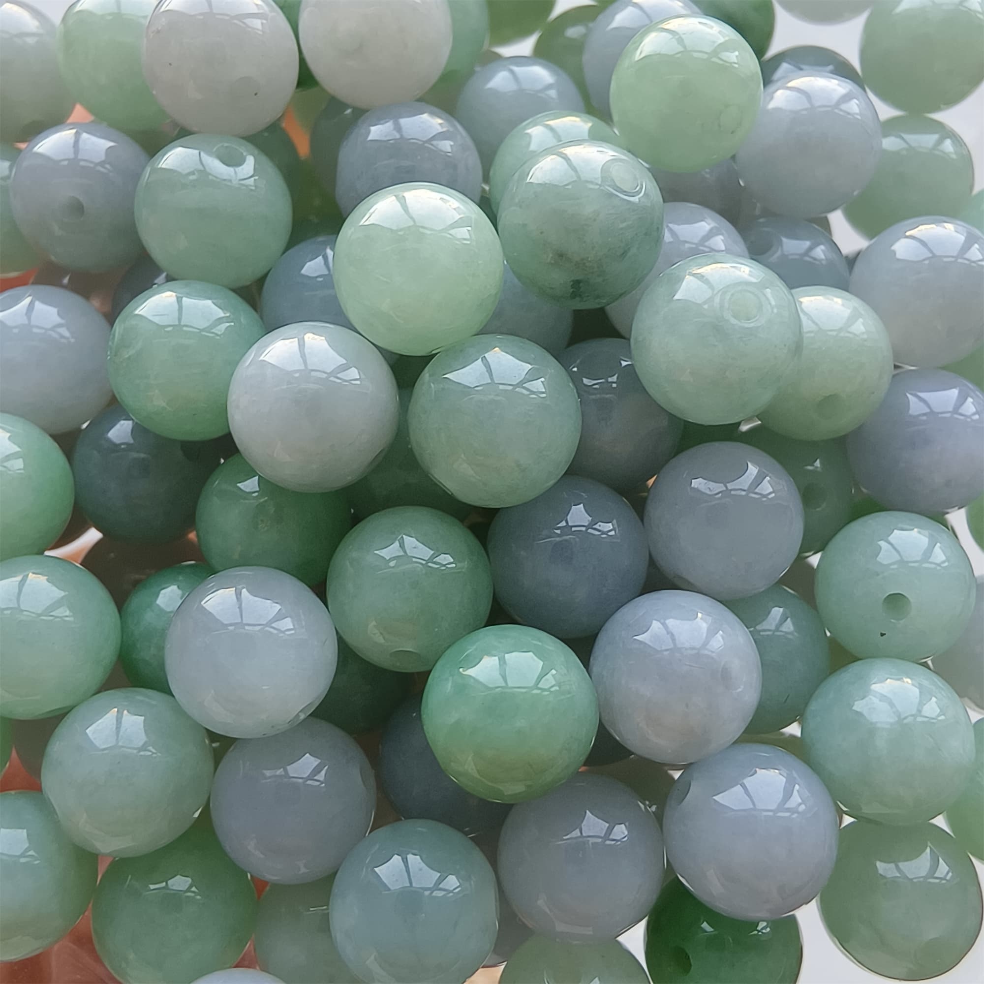 DDP 25pcs 7mm Natural Certificated Type A Green Lavender Burmese Jadeite Round Beads