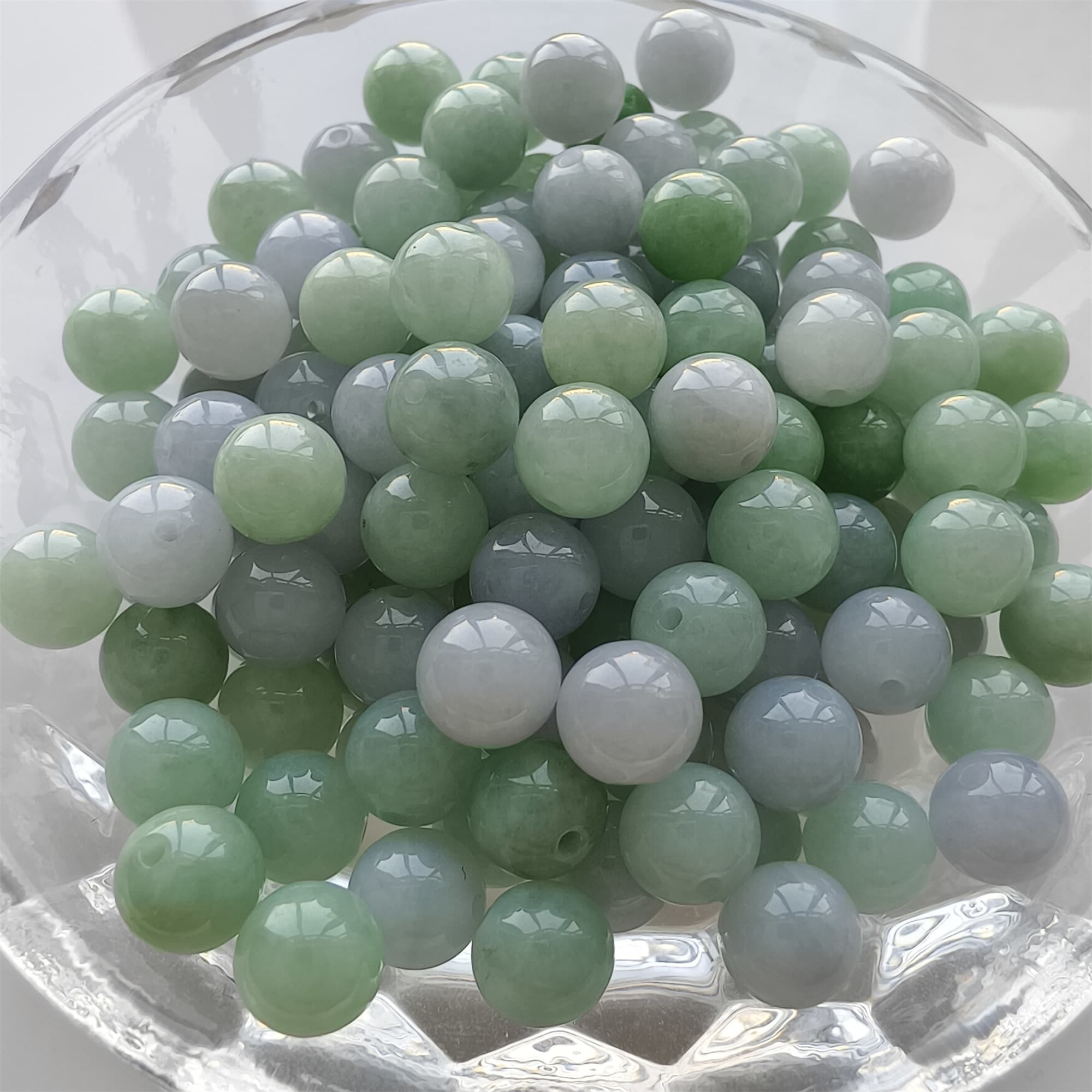 DDP 25pcs 7mm Natural Certificated Type A Green Lavender Burmese Jadeite Round Beads
