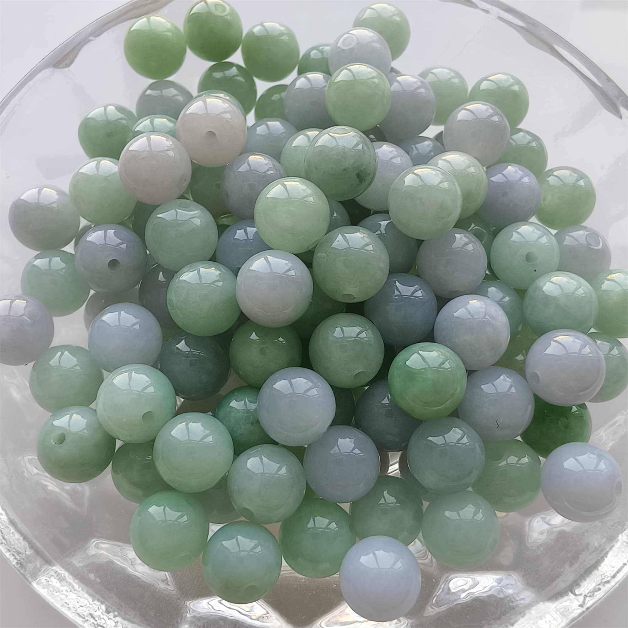 DDP 25pcs 7mm Natural Certificated Type A Green Lavender Burmese Jadeite Round Beads