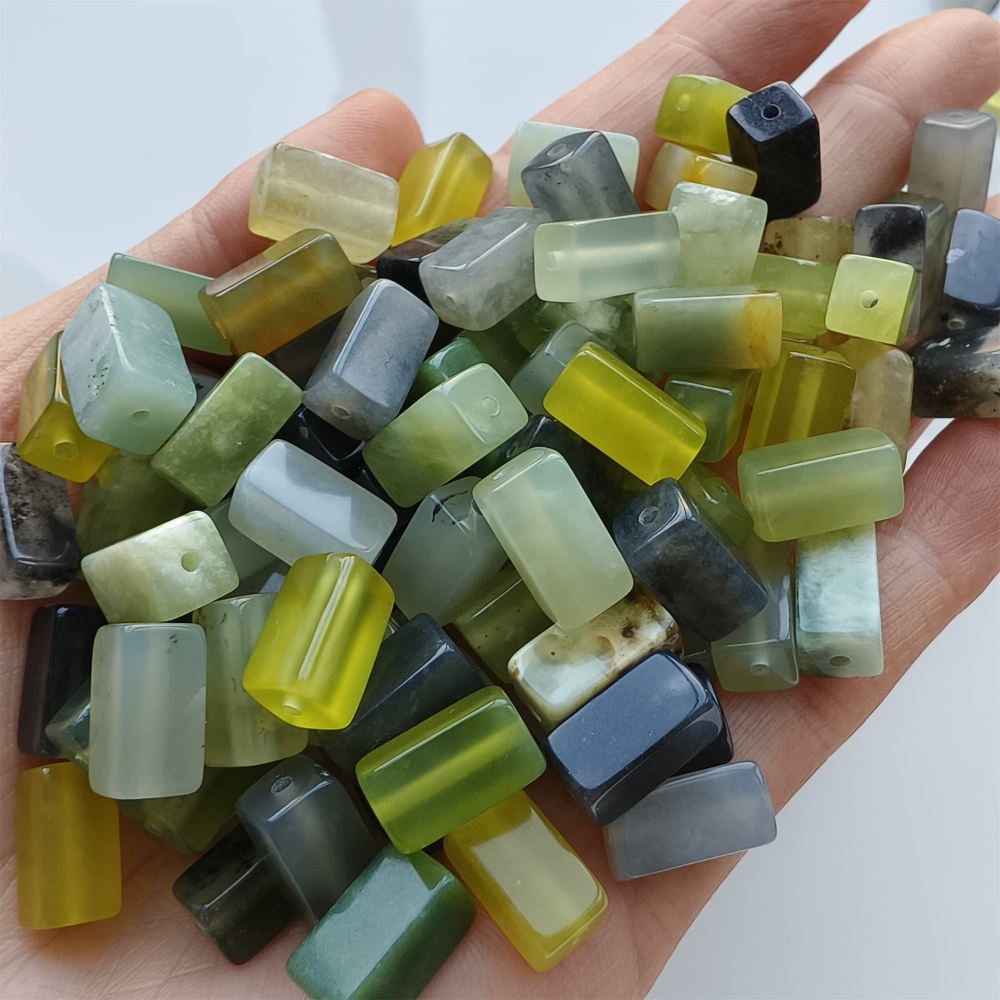 DDP 26pcs Natural Untreated Multi Colors Serpentine Jade Rectangle Beads