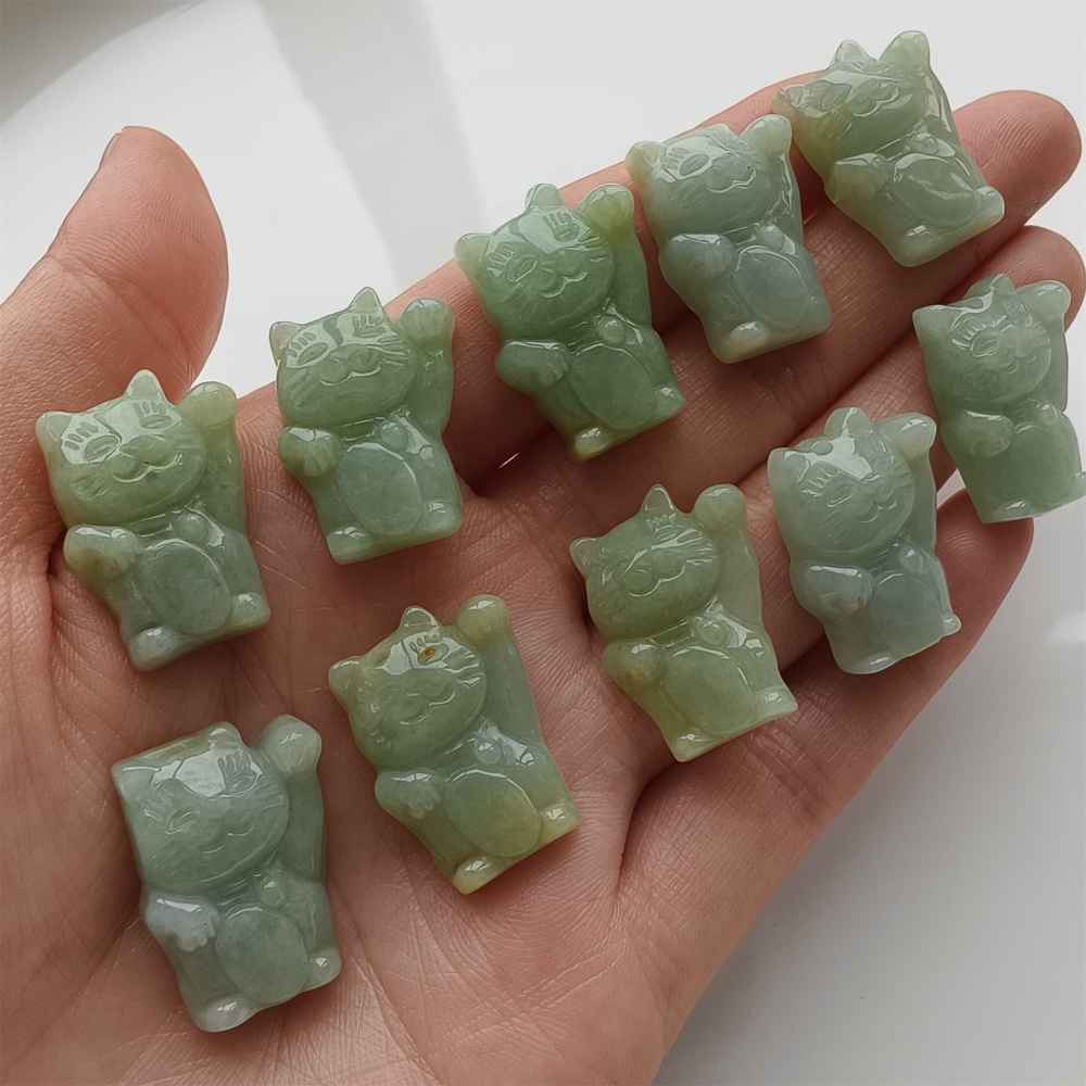 DDP 2pcs 22.5-23mm Natural Certificated Type A Icy Green Yellow Burmese Jadeite Lucky Cat Beads
