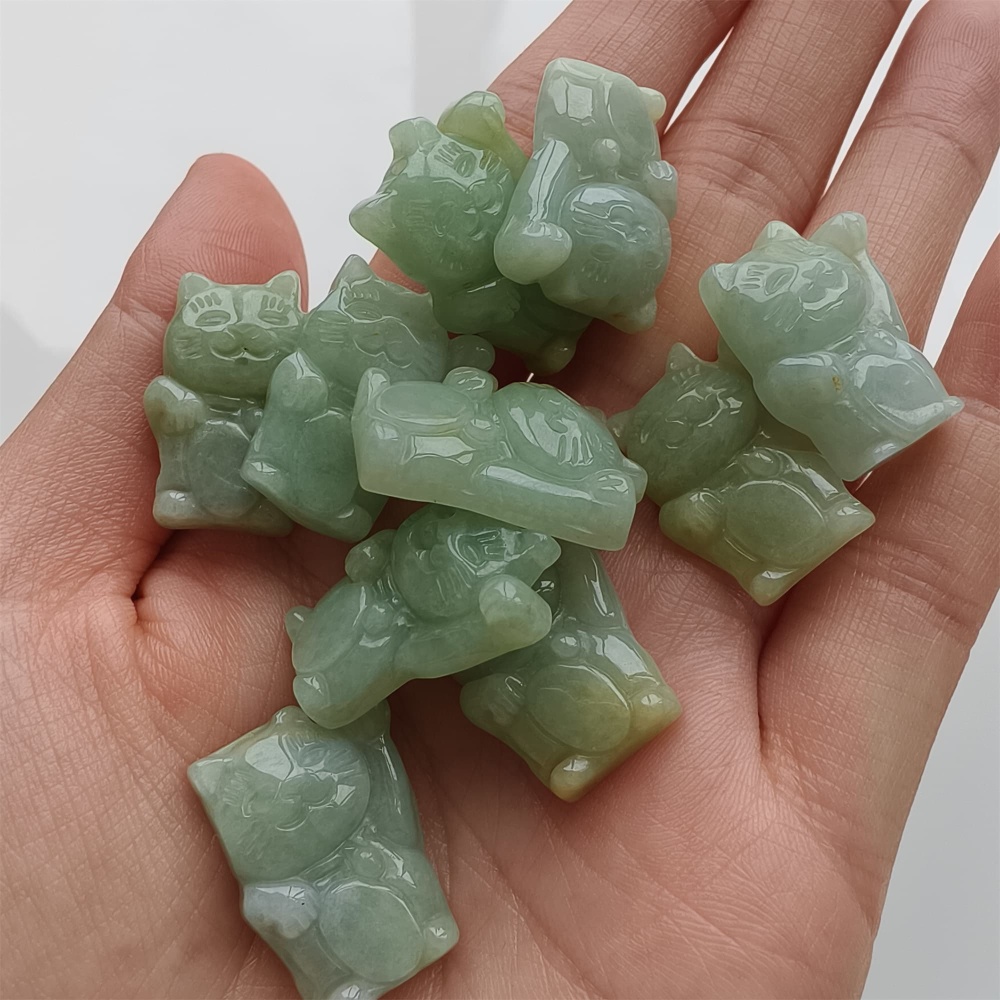 DDP 2pcs 22.5-23mm Natural Certificated Type A Icy Green Yellow Burmese Jadeite Lucky Cat Beads