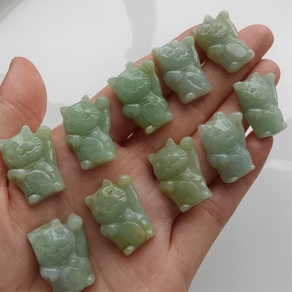 DDP 2pcs 22.5-23mm Natural Certificated Type A Icy Green Yellow Burmese Jadeite Lucky Cat Beads