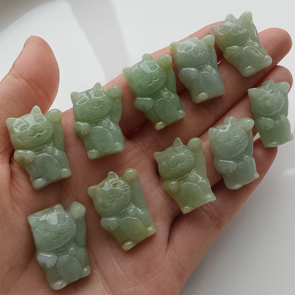 DDP 2pcs 22.5-23mm Natural Certificated Type A Icy Green Yellow Burmese Jadeite Lucky Cat Beads