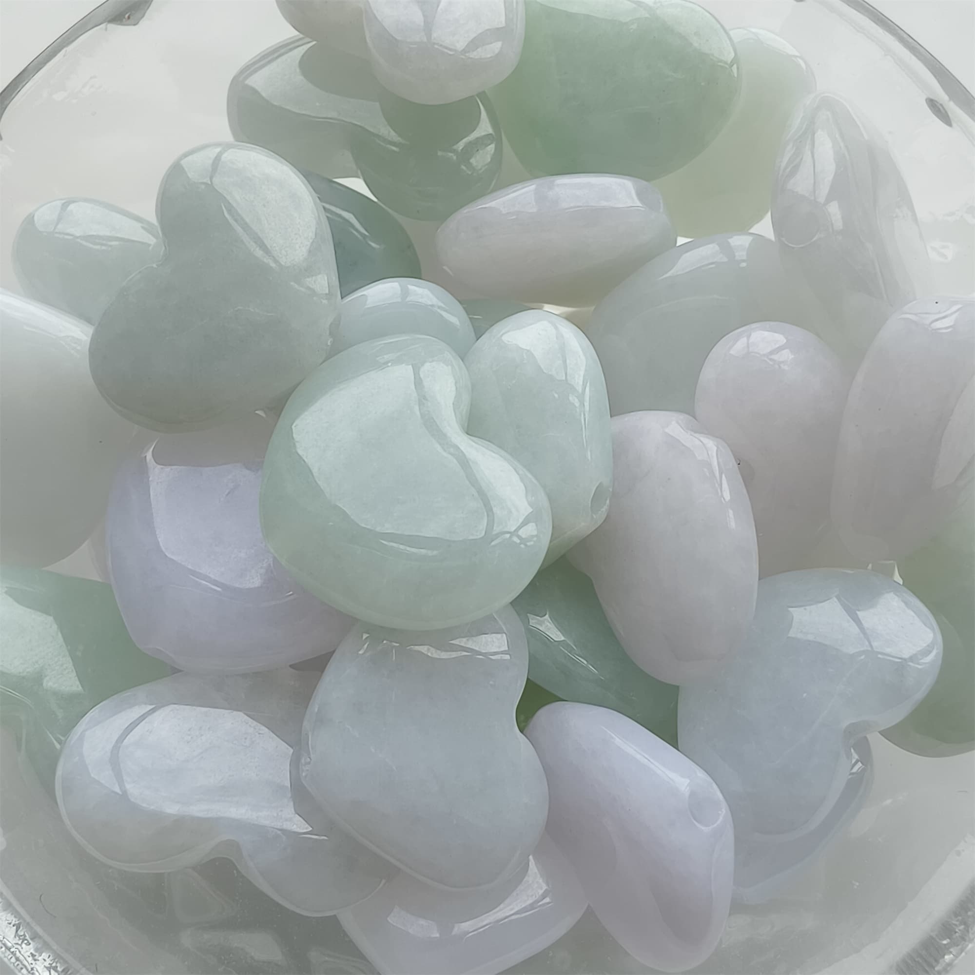 DDP 5pcs 14.5-20.5mm Natural Certificated Type A Icy Green White Burmese Jadeite Heart Beads
