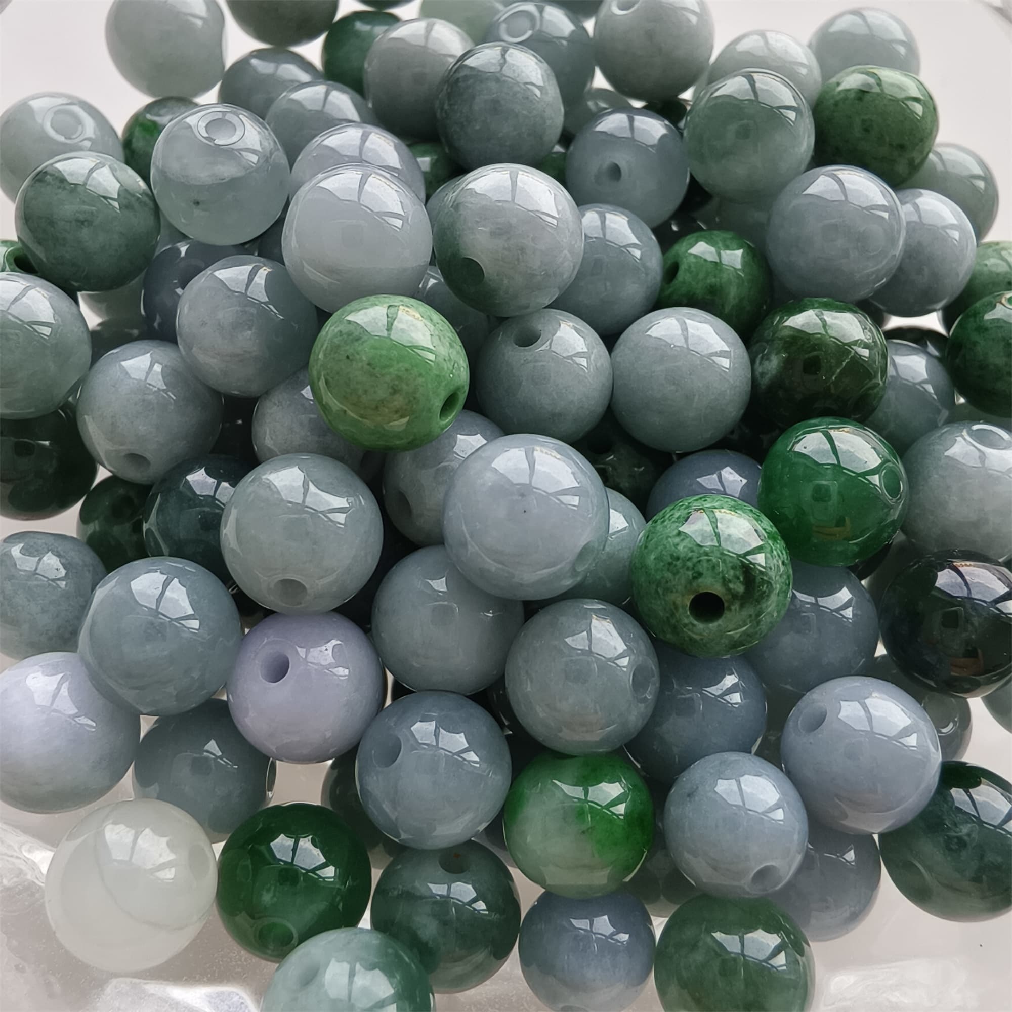 DDP 25pcs 6.5-7mm Natural Certificated Type A Lavender Green Burmese Jadeite Round Beads