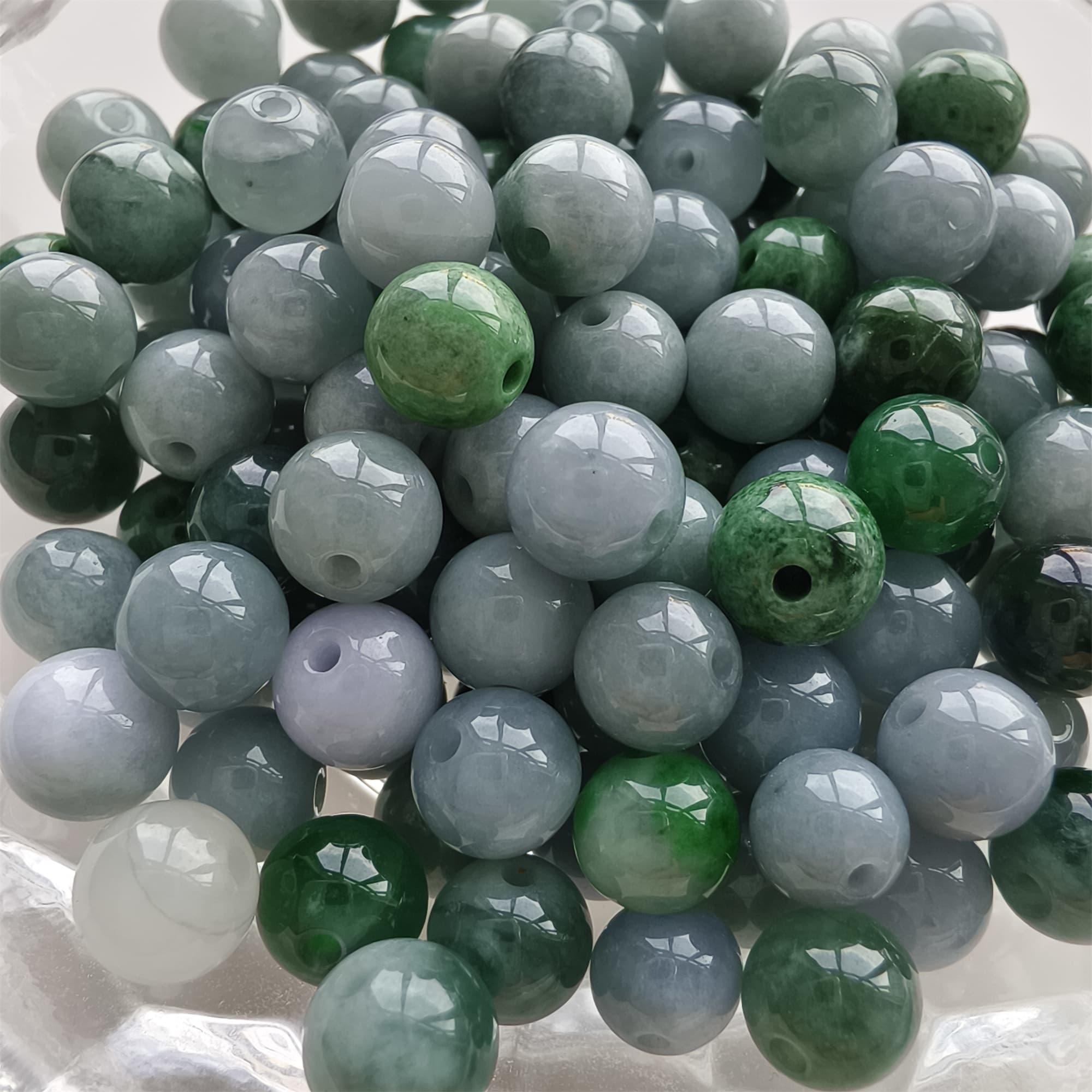 DDP 25pcs 6.5-7mm Natural Certificated Type A Lavender Green Burmese Jadeite Round Beads