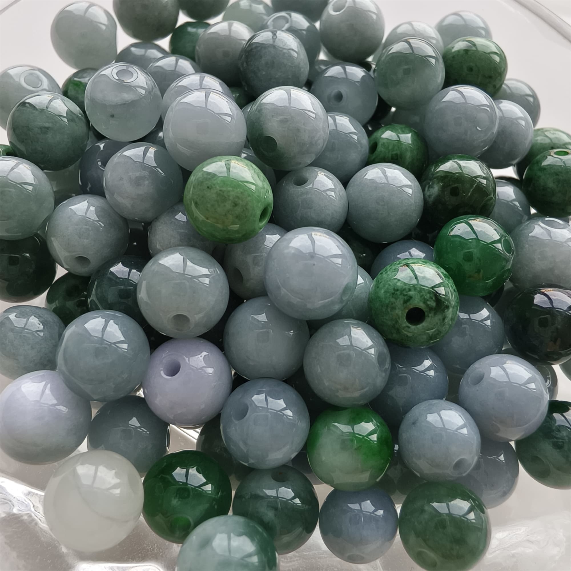 DDP 25pcs 6.5-7mm Natural Certificated Type A Lavender Green Burmese Jadeite Round Beads