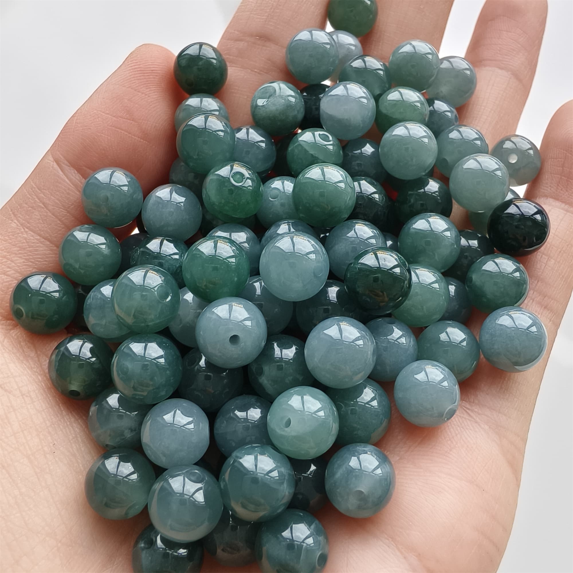 DDP 25pcs 8-8.3mm Natural Type A Blue Guatemalan Jadeite Round Beads