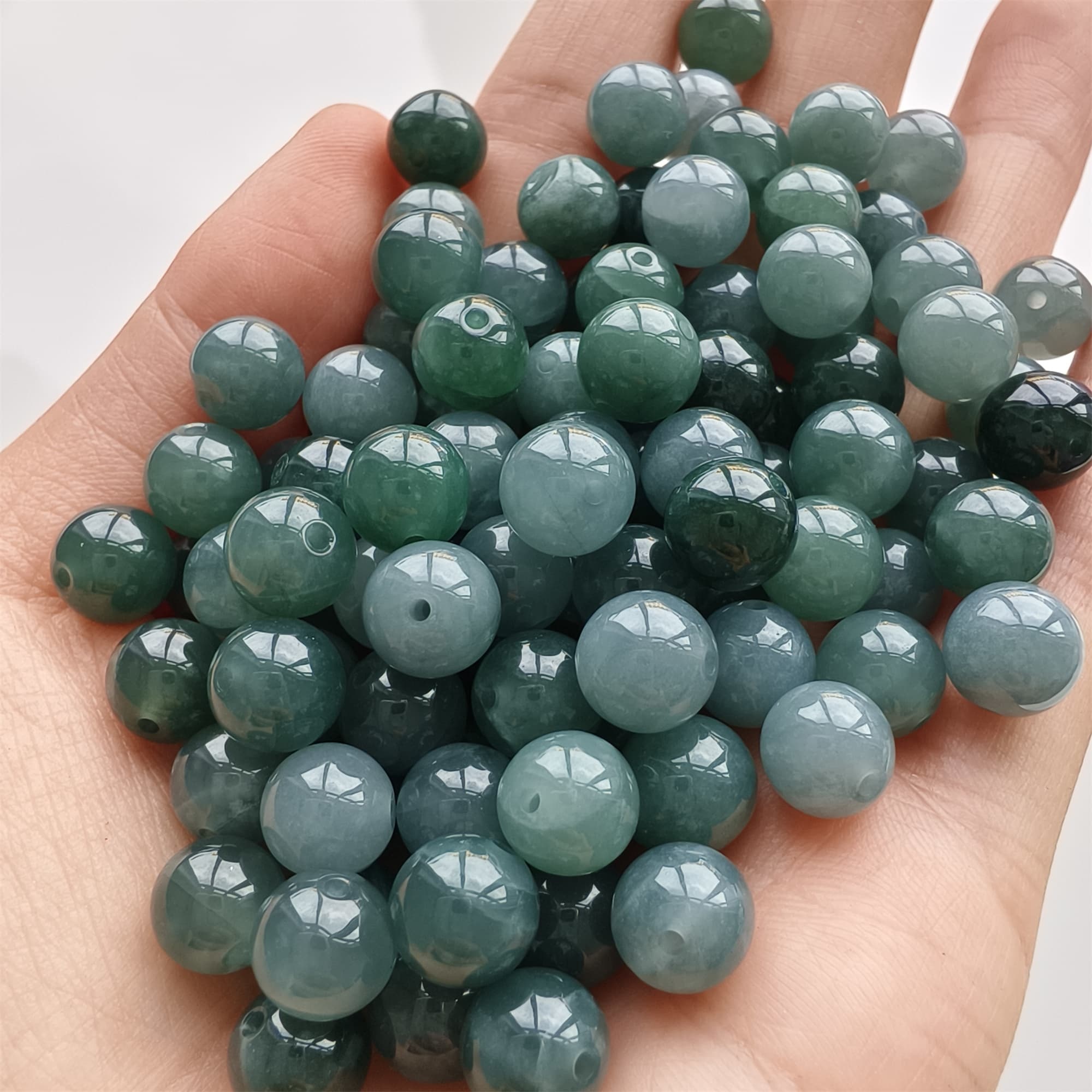 DDP 25pcs 8-8.3mm Natural Type A Blue Guatemalan Jadeite Round Beads