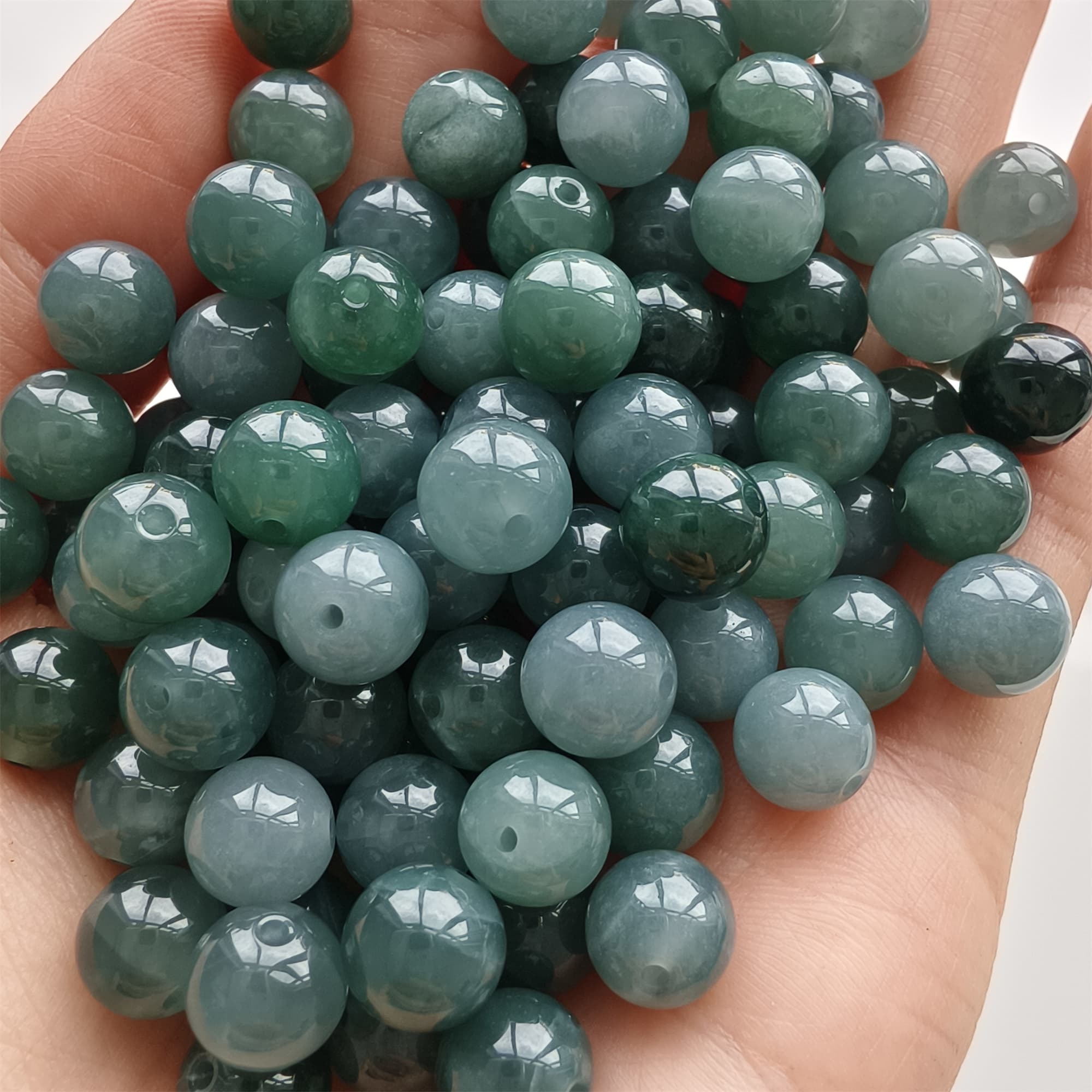 DDP 25pcs 8-8.3mm Natural Type A Blue Guatemalan Jadeite Round Beads