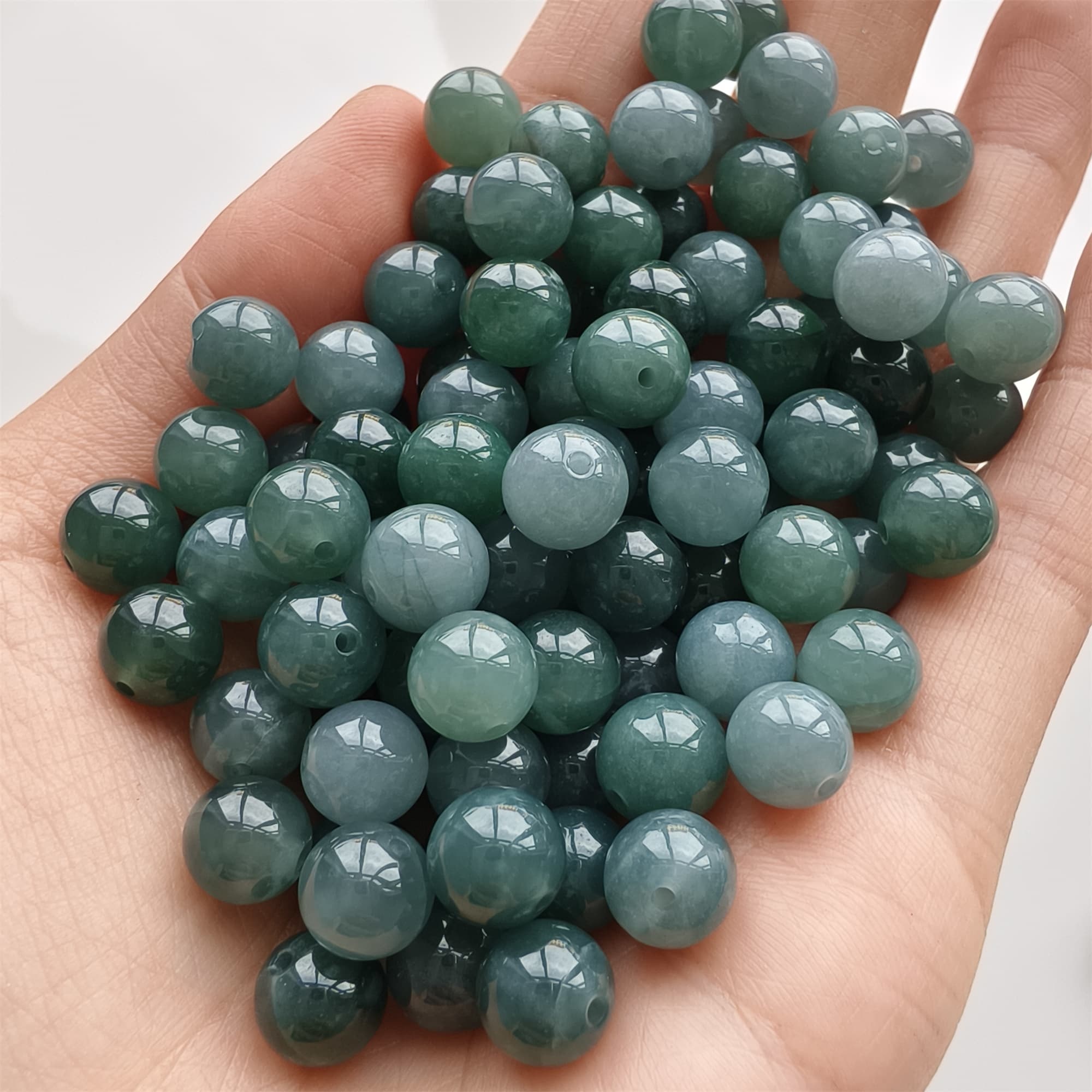 DDP 25pcs 8-8.3mm Natural Type A Blue Guatemalan Jadeite Round Beads