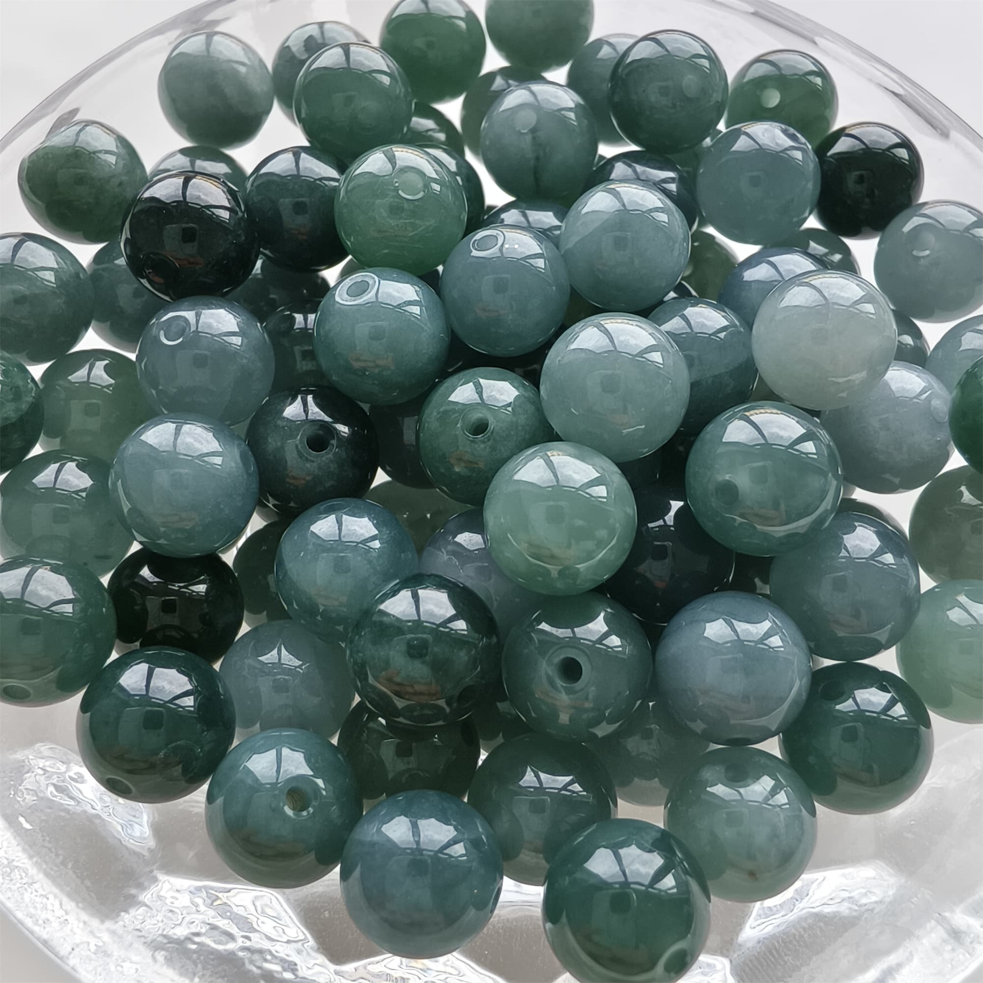 DDP 25pcs 8-8.3mm Natural Type A Blue Guatemalan Jadeite Round Beads