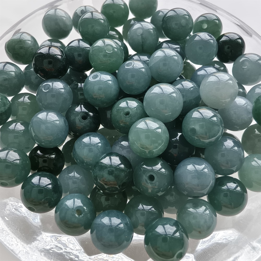 DDP 25pcs 8-8.3mm Natural Type A Blue Guatemalan Jadeite Round Beads