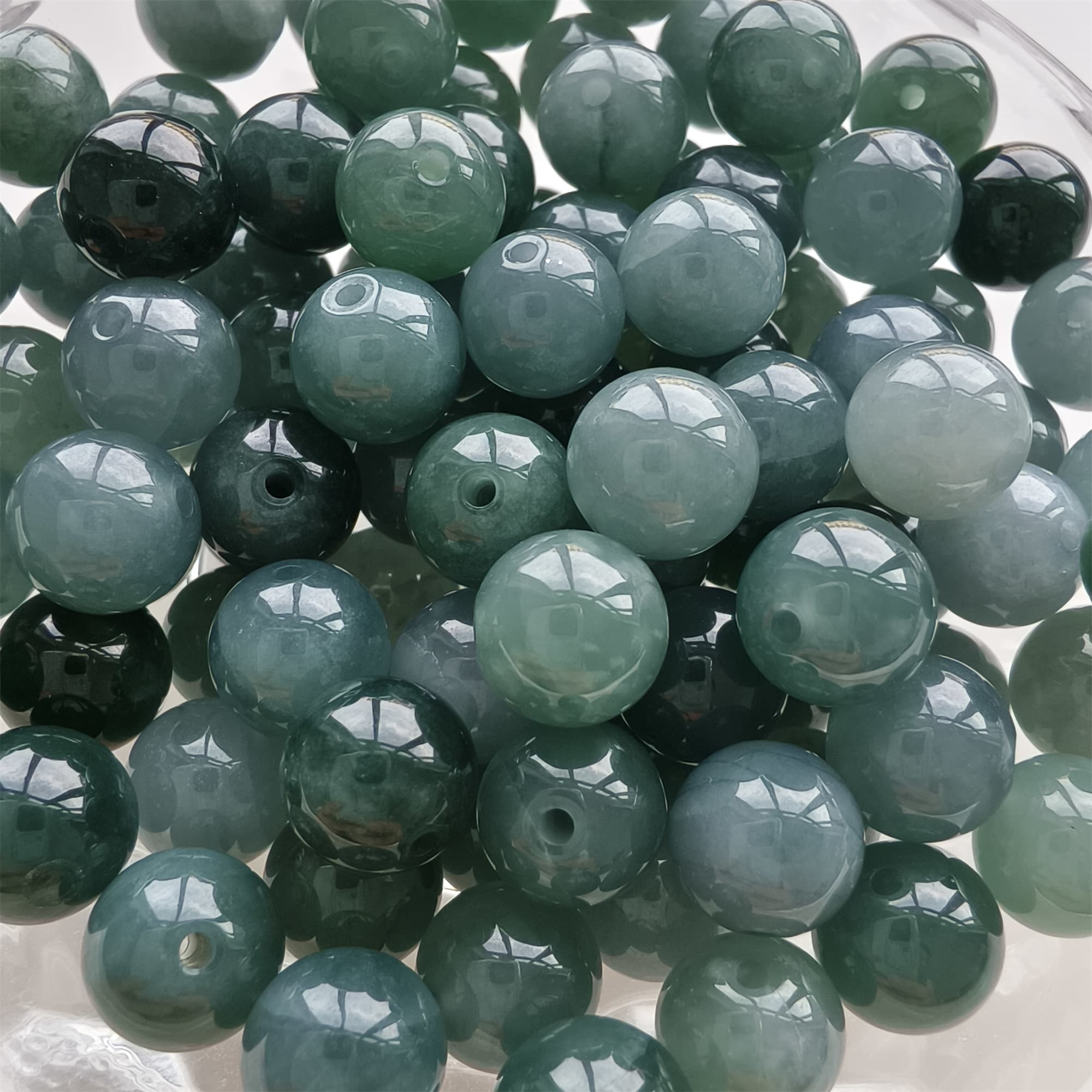 DDP 25pcs 8-8.3mm Natural Type A Blue Guatemalan Jadeite Round Beads