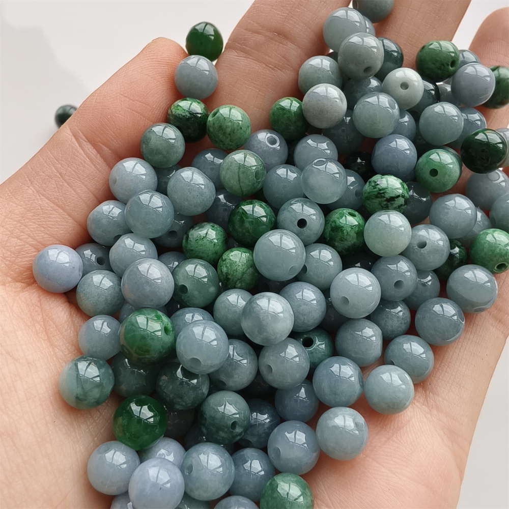 DDP 25pcs 6.5-7mm Natural Certificated Type A Lavender Green Burmese Jadeite Round Beads