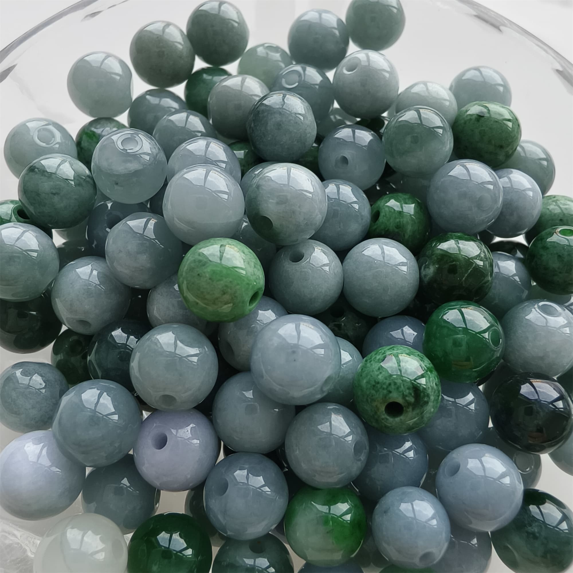 DDP 25pcs 6.5-7mm Natural Certificated Type A Lavender Green Burmese Jadeite Round Beads