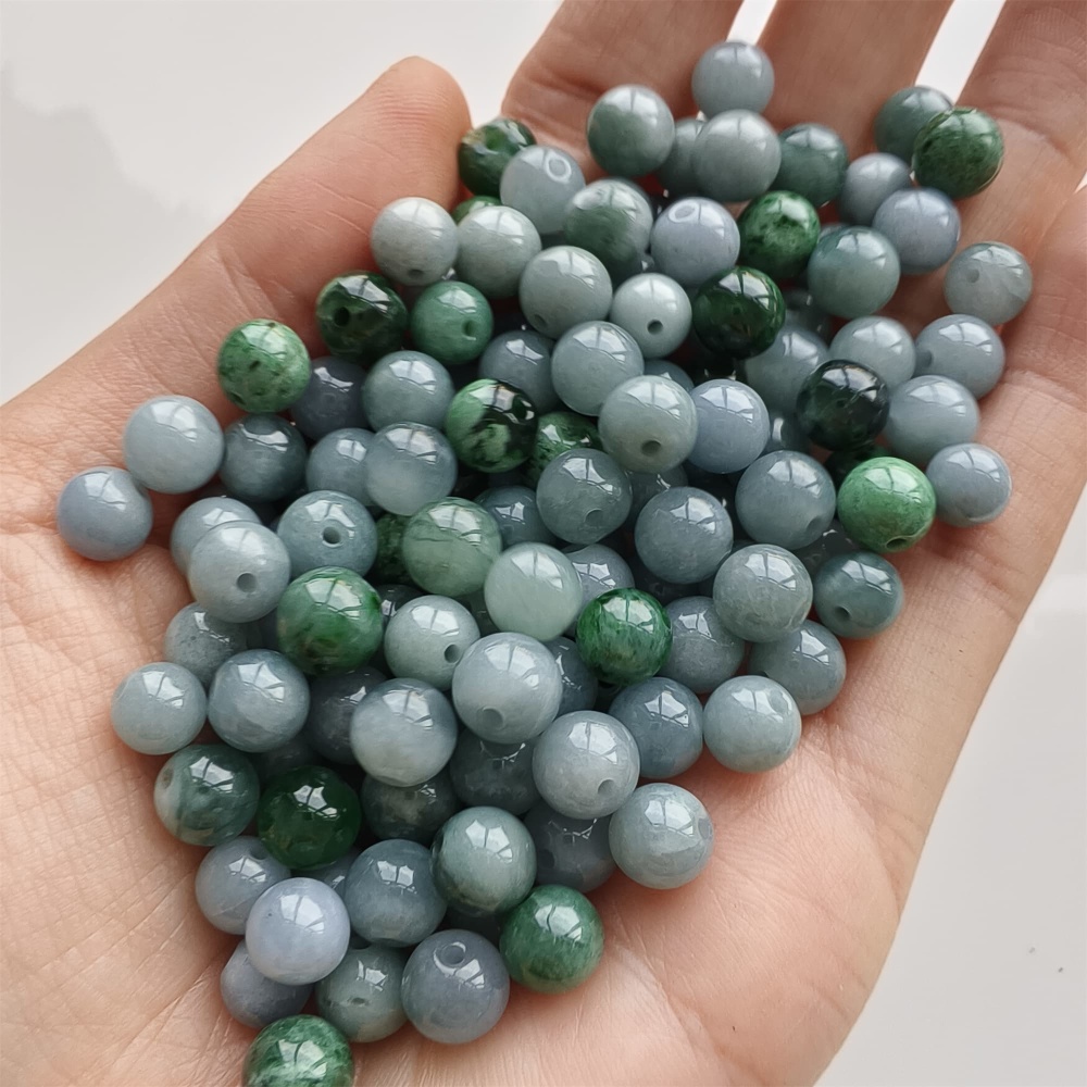 DDP 25pcs 6.5-7mm Natural Certificated Type A Lavender Green Burmese Jadeite Round Beads