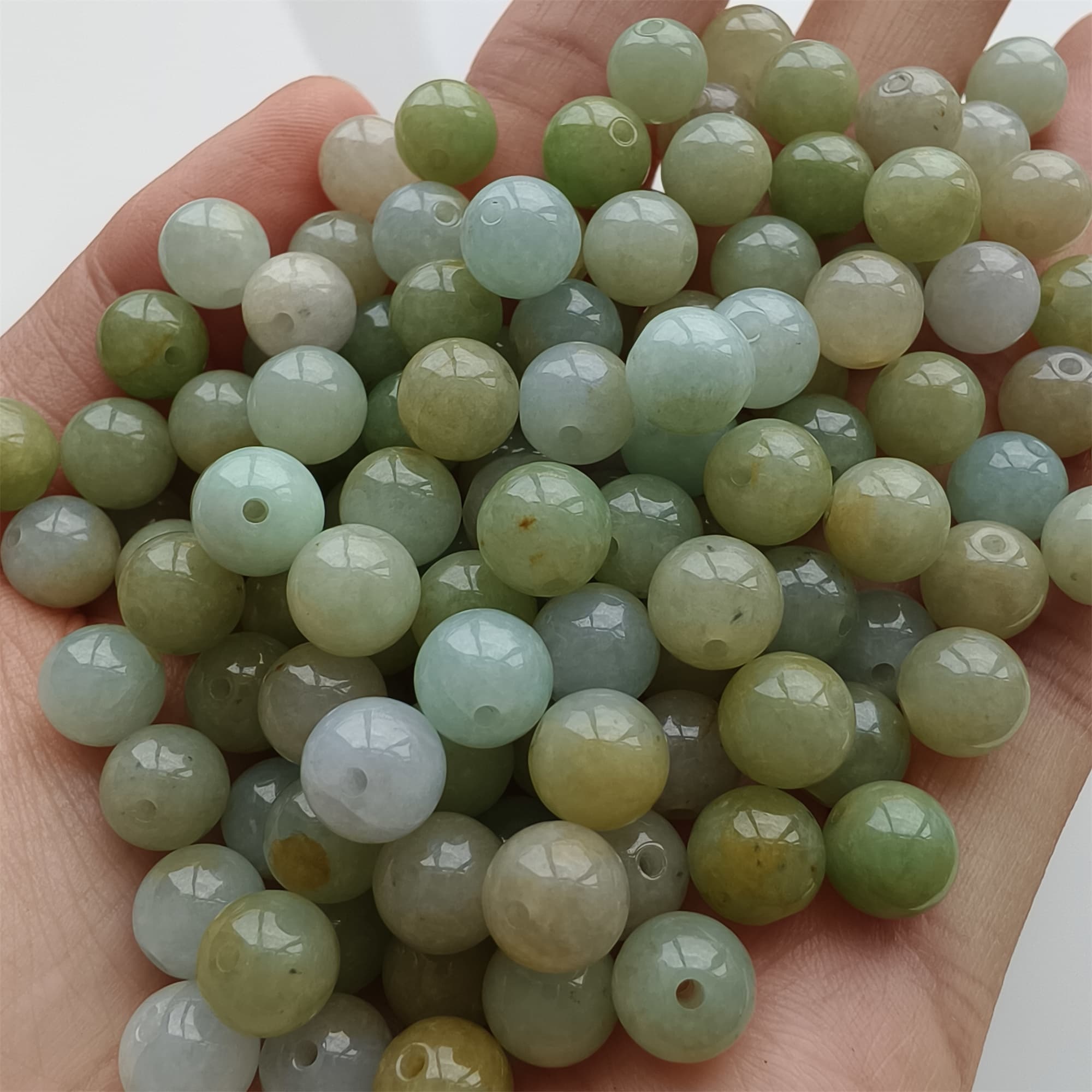 DDP 25pcs 7.5mm Natural Certificated Multi Color Burmese Jadeite Round Beads