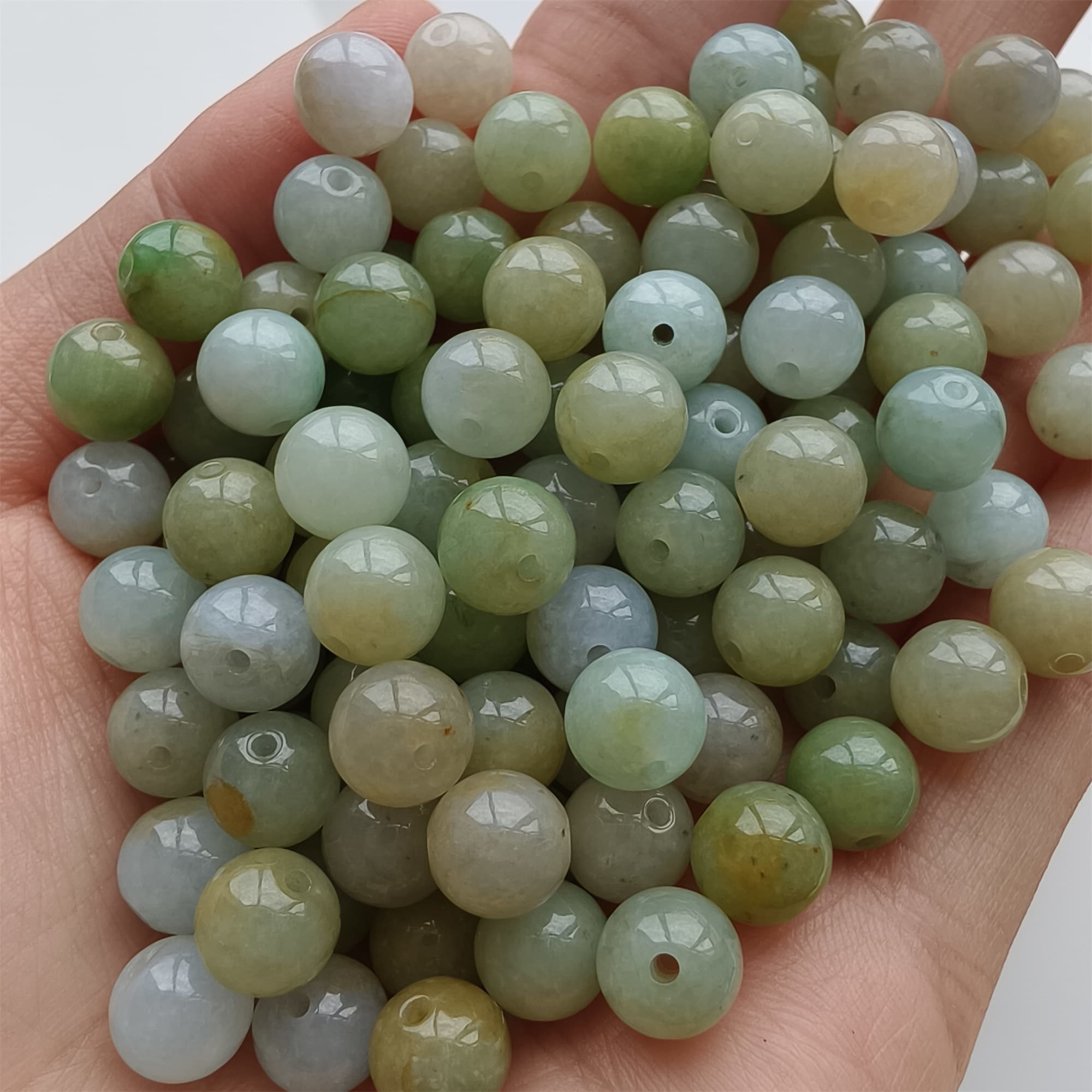 DDP 25pcs 7.5mm Natural Certificated Multi Color Burmese Jadeite Round Beads