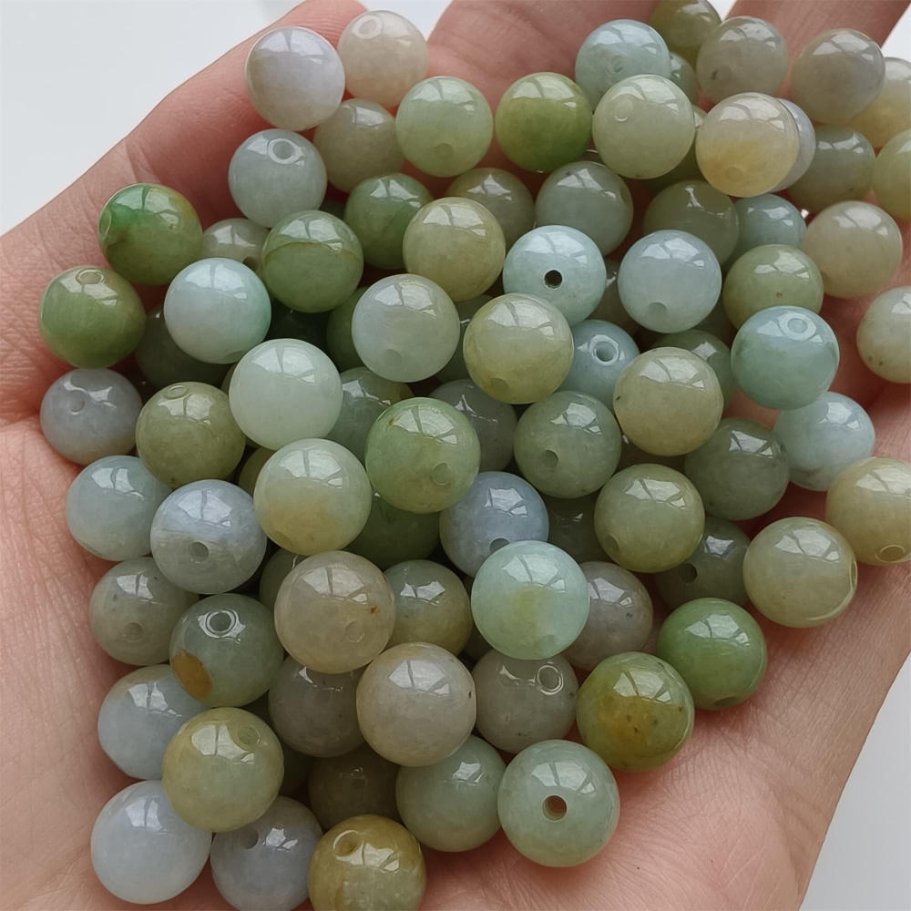 DDP 25pcs 7.5mm Natural Certificated Multi Color Burmese Jadeite Round Beads