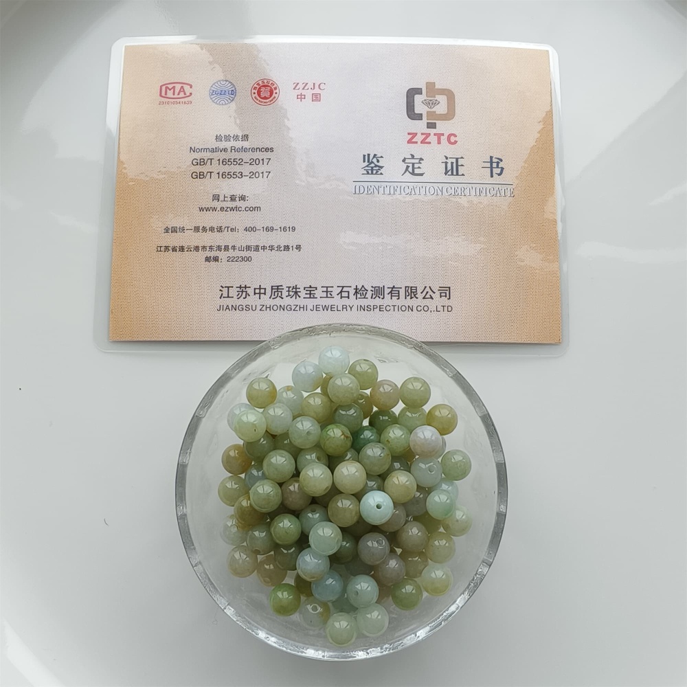 DDP 25pcs 7.5mm Natural Certificated Multi Color Burmese Jadeite Round Beads