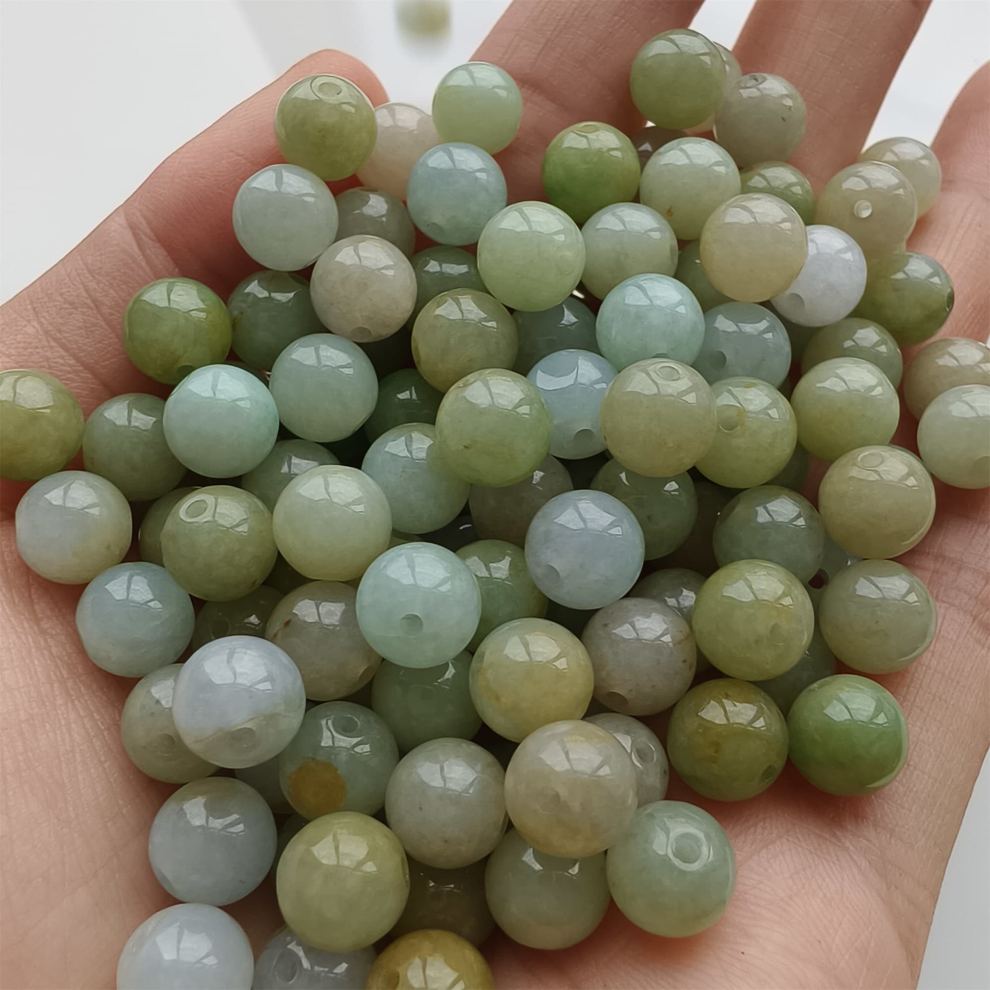 DDP 25pcs 7.5mm Natural Certificated Multi Color Burmese Jadeite Round Beads