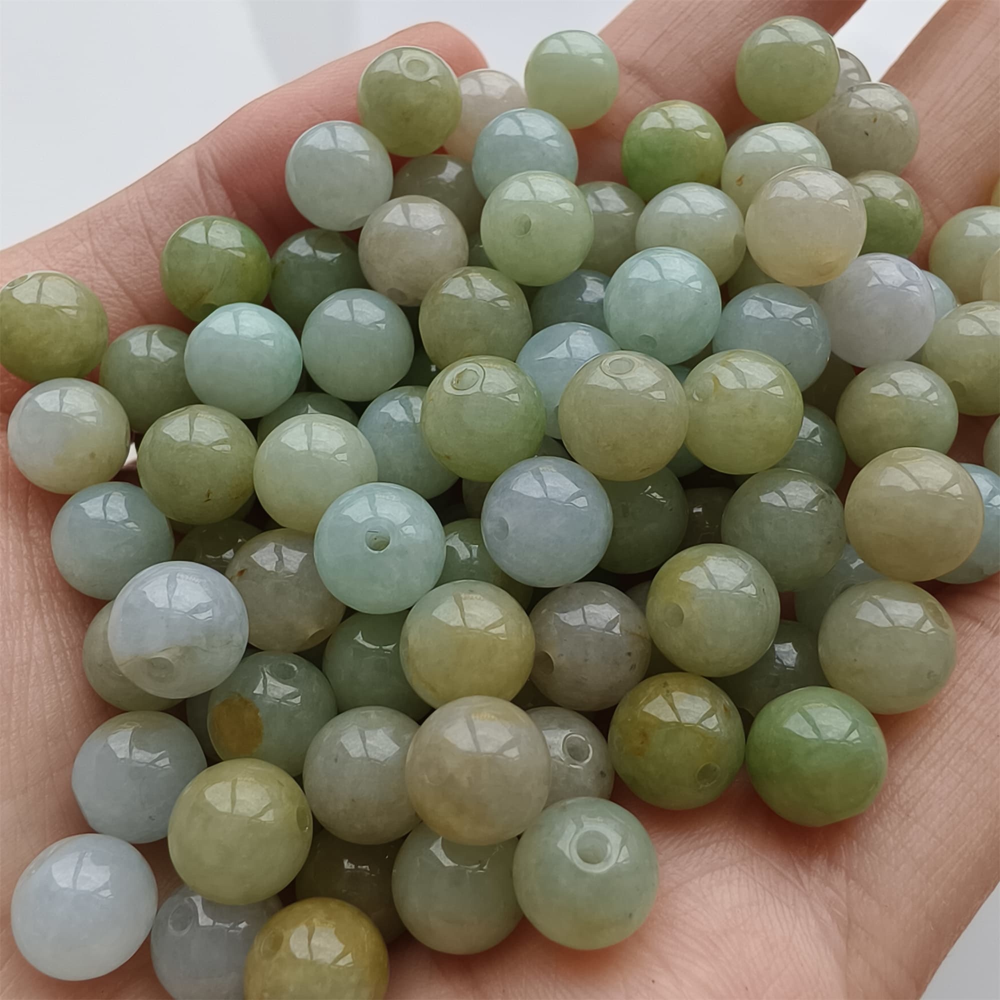 DDP 25pcs 7.5mm Natural Certificated Multi Color Burmese Jadeite Round Beads
